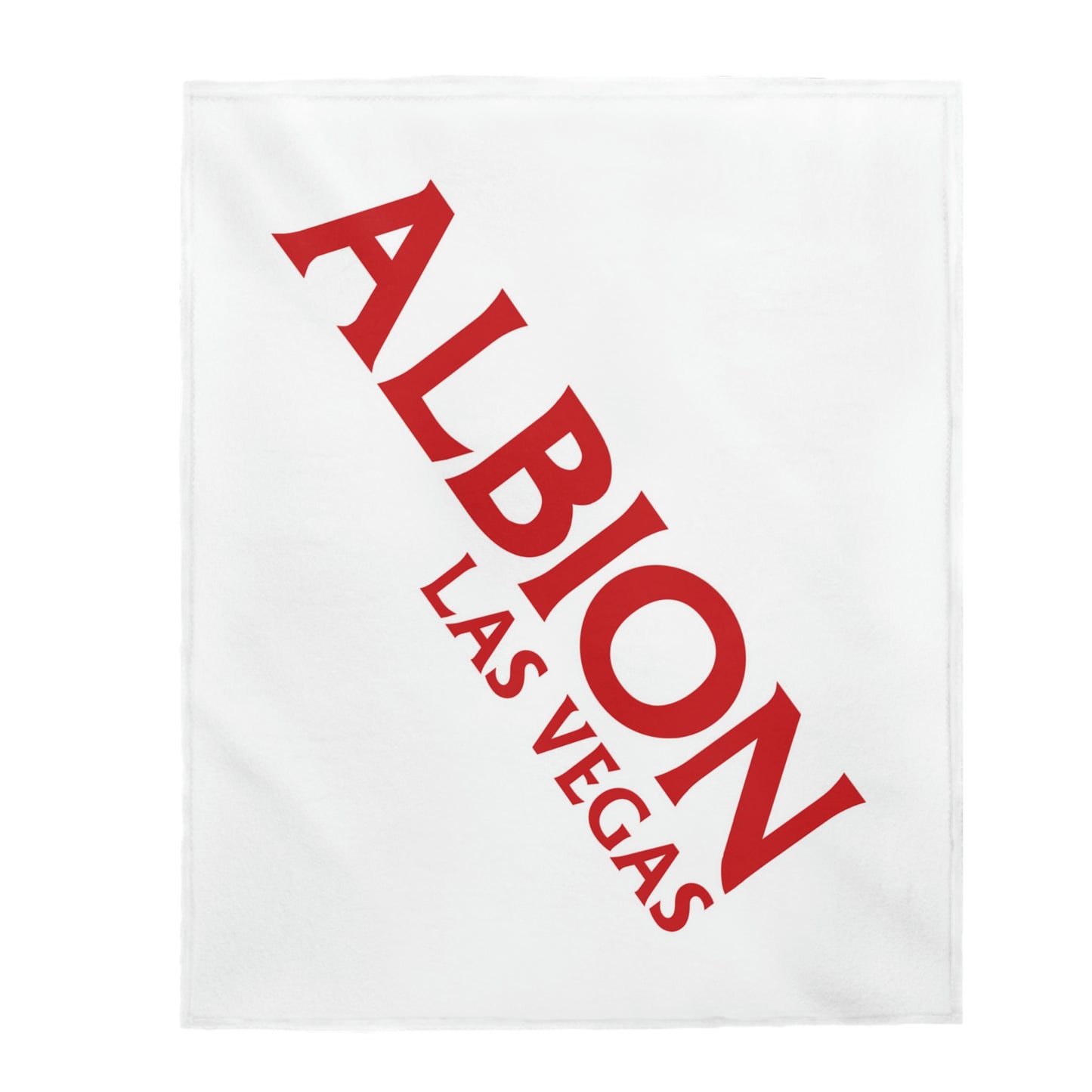 Albion LV Logo Lg angled- Velveteen Plush Blanket- WHITE (ALB-LV-61-050U)