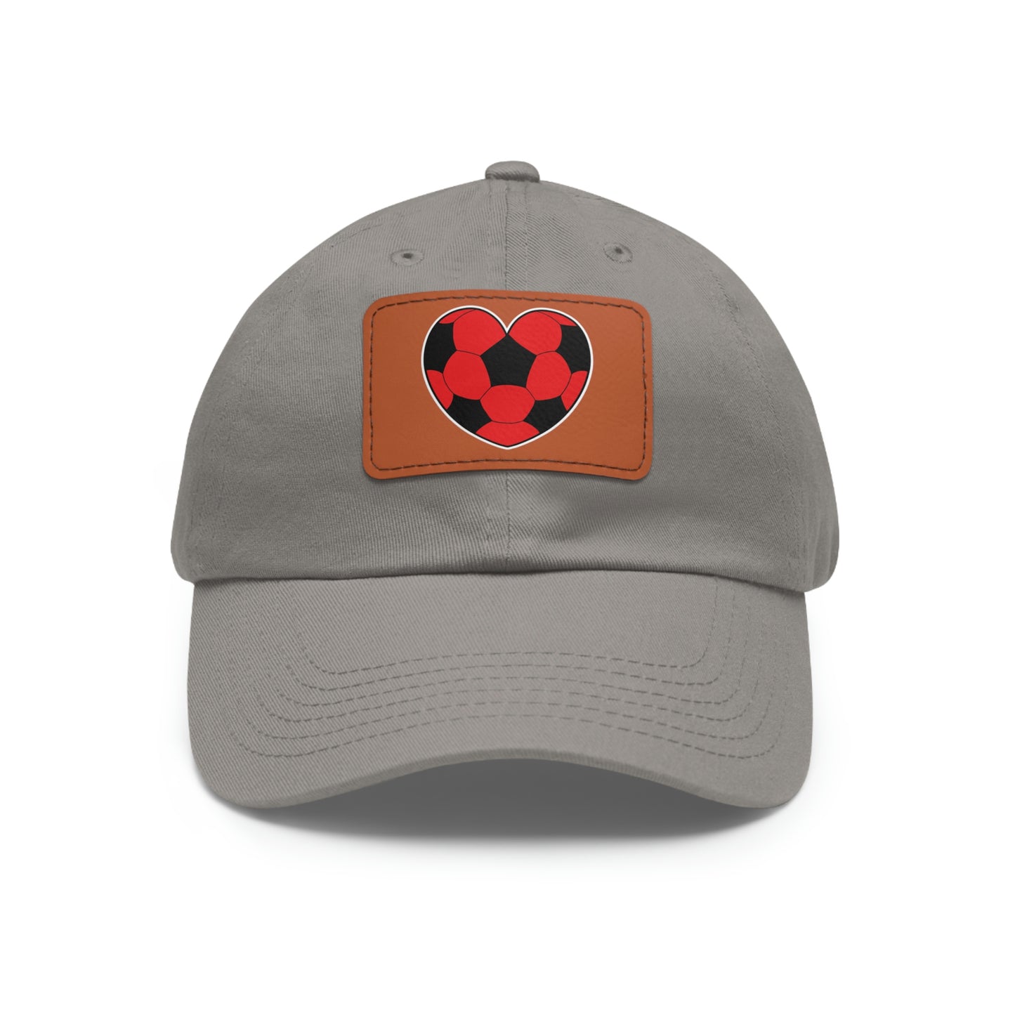 Soccer Ball Heart red- Dad Hat with Leather Patch (ST-NCP-11-034U)