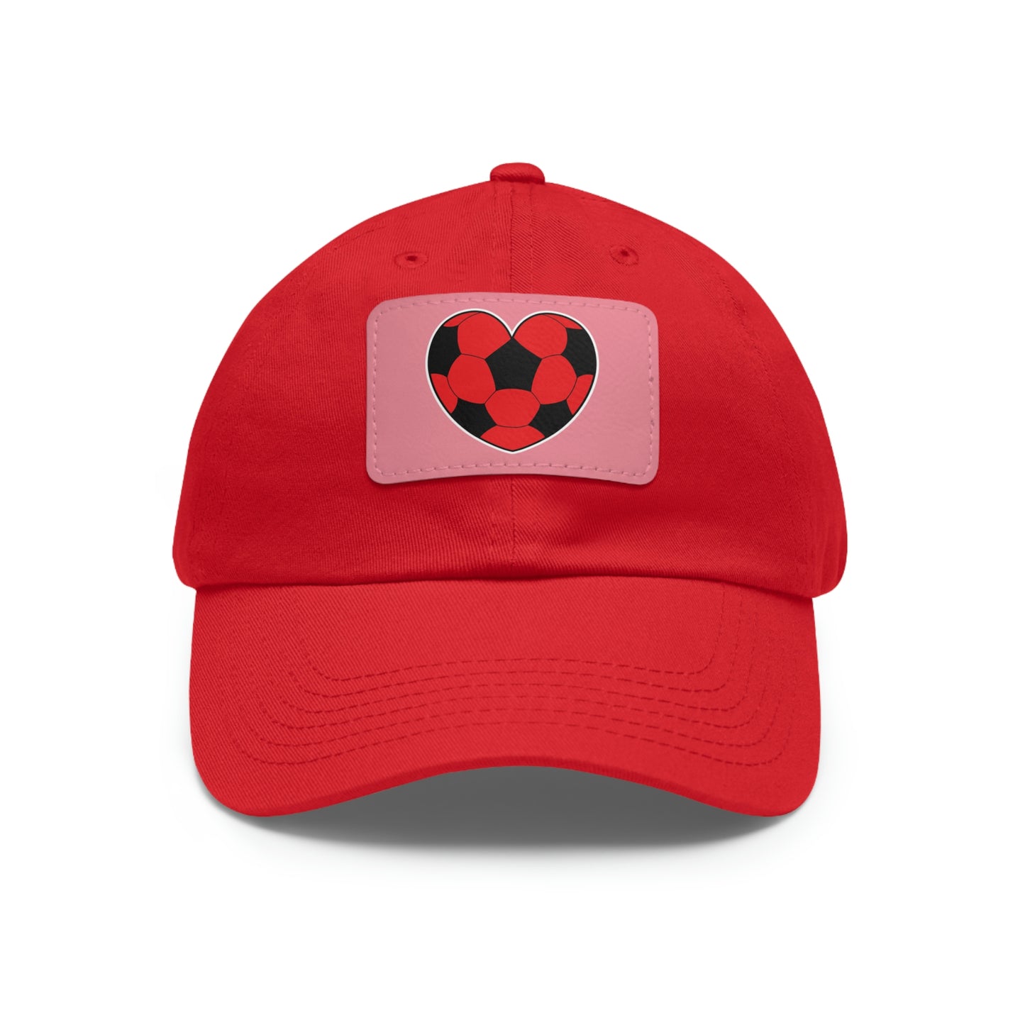 Soccer Ball Heart red- Dad Hat with Leather Patch (ST-NCP-11-034U)