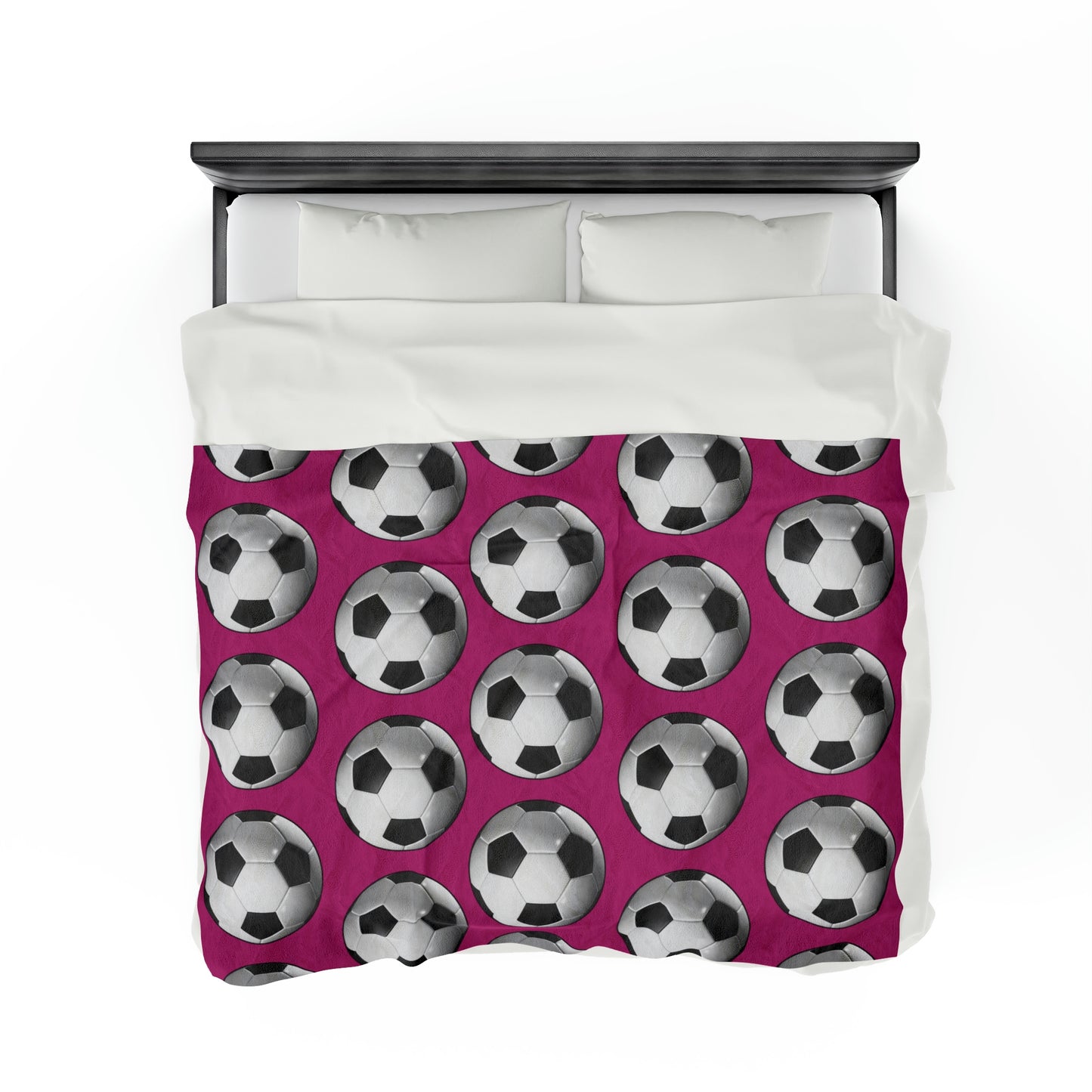 Soccer ball print- Velveteen Plush Blanket- PINK (ST-NCP-61-127U)