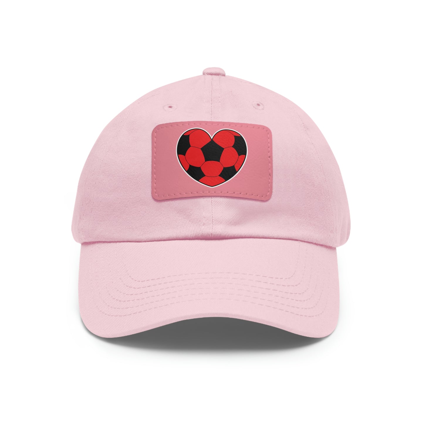 Soccer Ball Heart red- Dad Hat with Leather Patch (ST-NCP-11-034U)