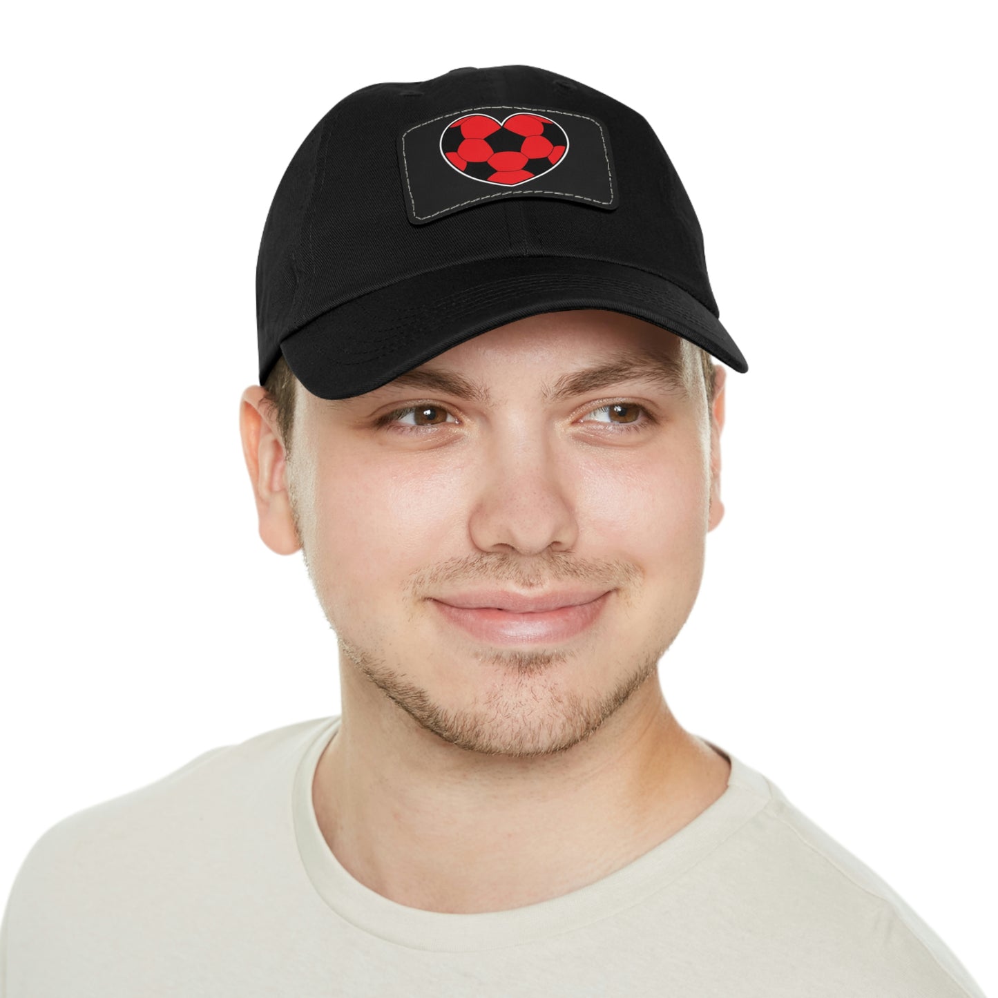 Soccer Ball Heart red- Dad Hat with Leather Patch (ST-NCP-11-034U)