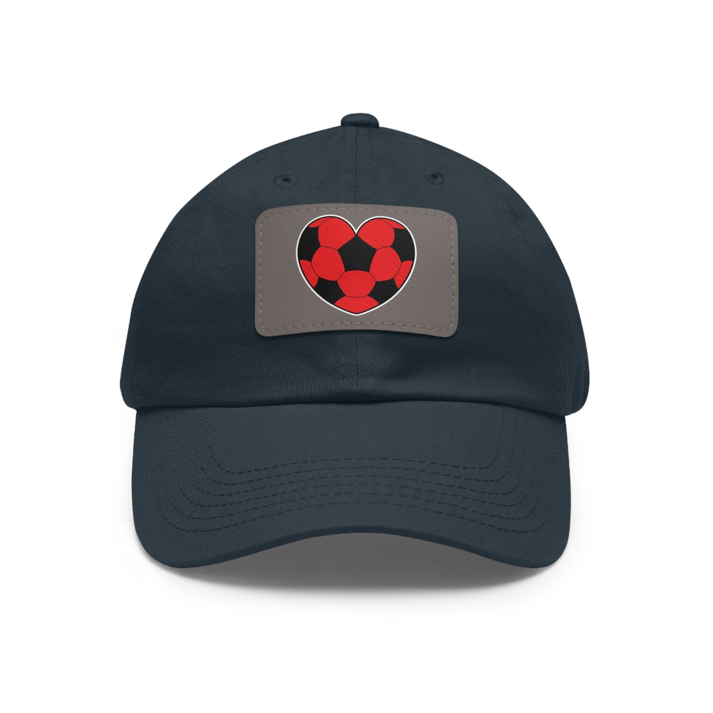 Soccer Ball Heart red- Dad Hat with Leather Patch (ST-NCP-11-034U)