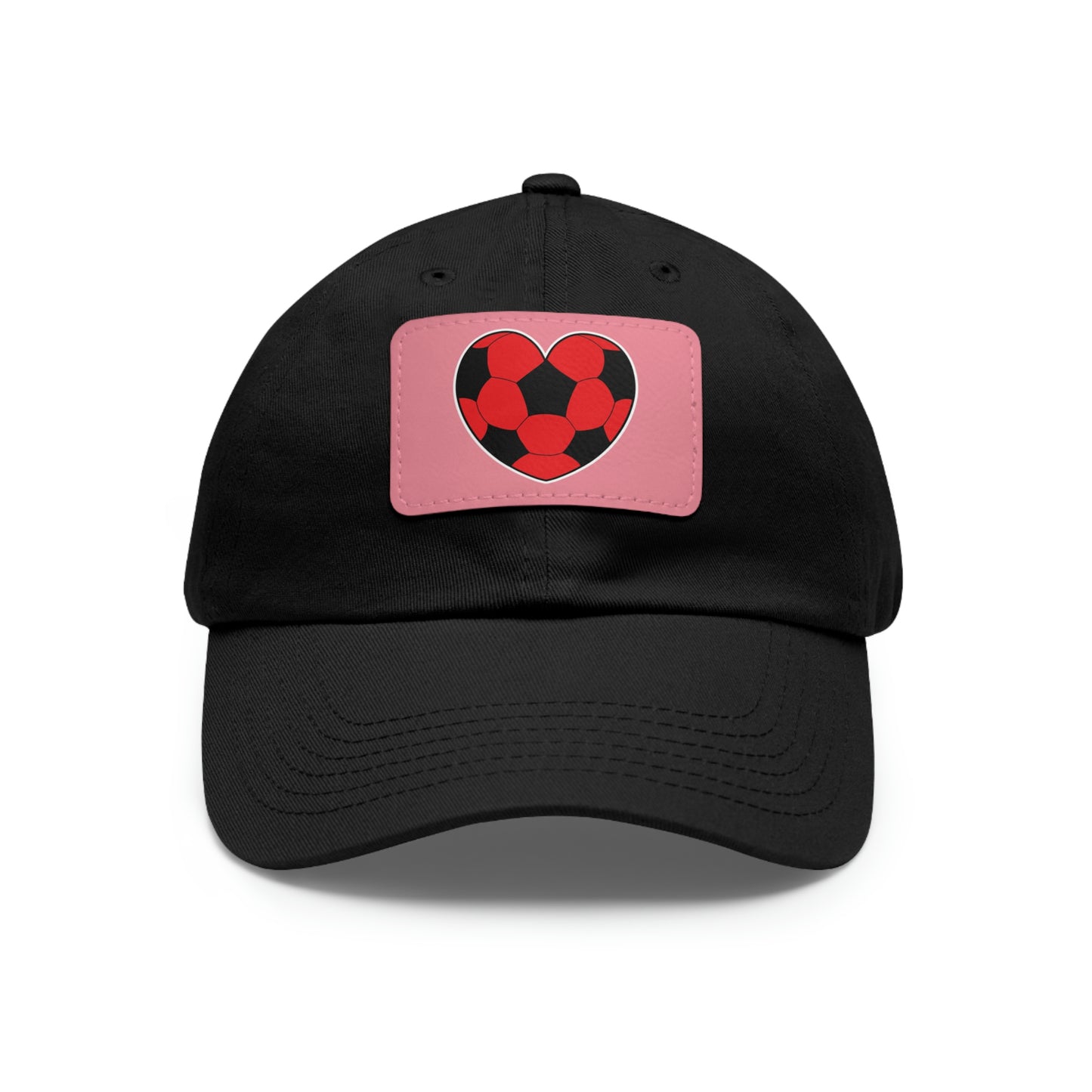 Soccer Ball Heart red- Dad Hat with Leather Patch (ST-NCP-11-034U)