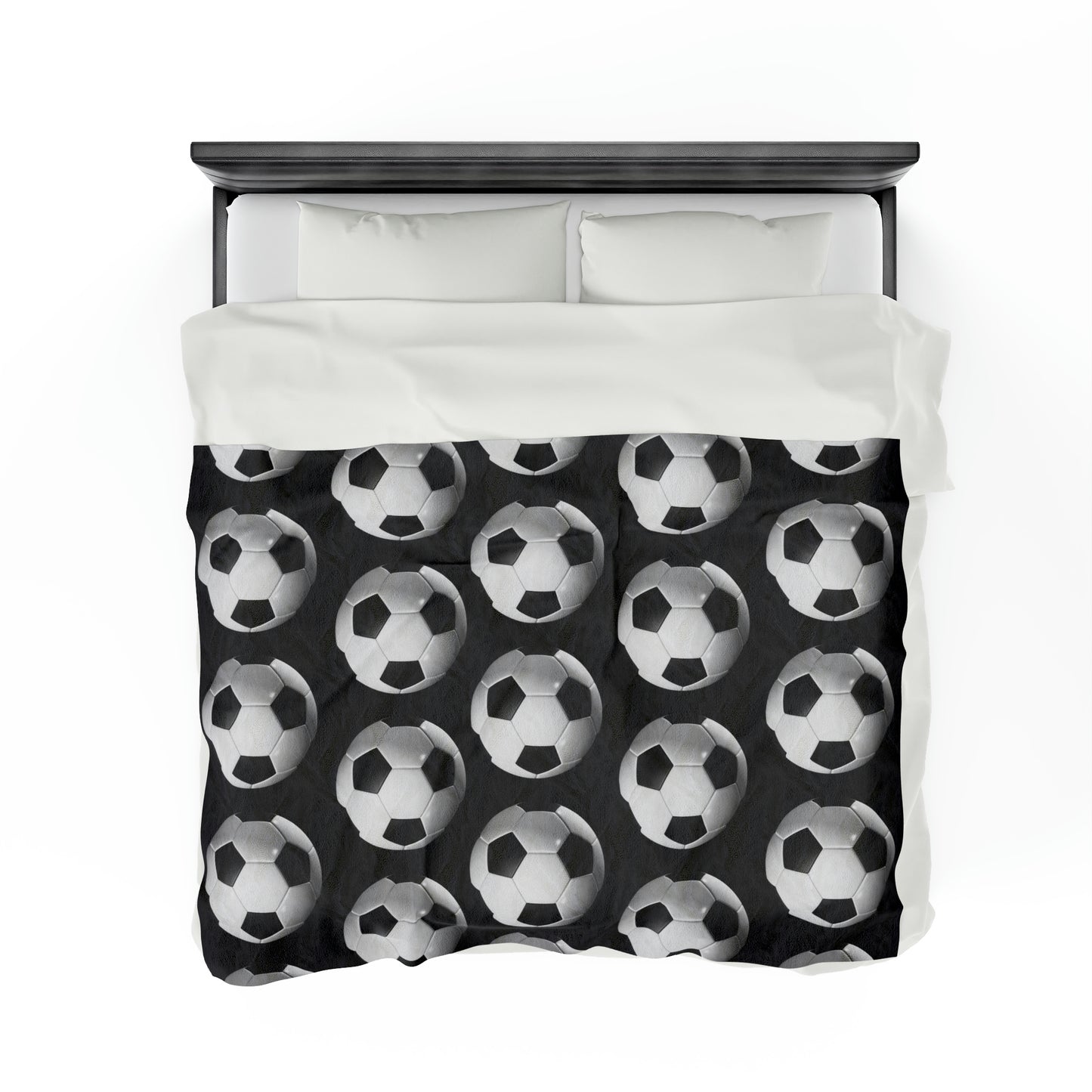 Soccer ball print- Velveteen Plush Blanket- BLACK (ST-NCP-61-122U)
