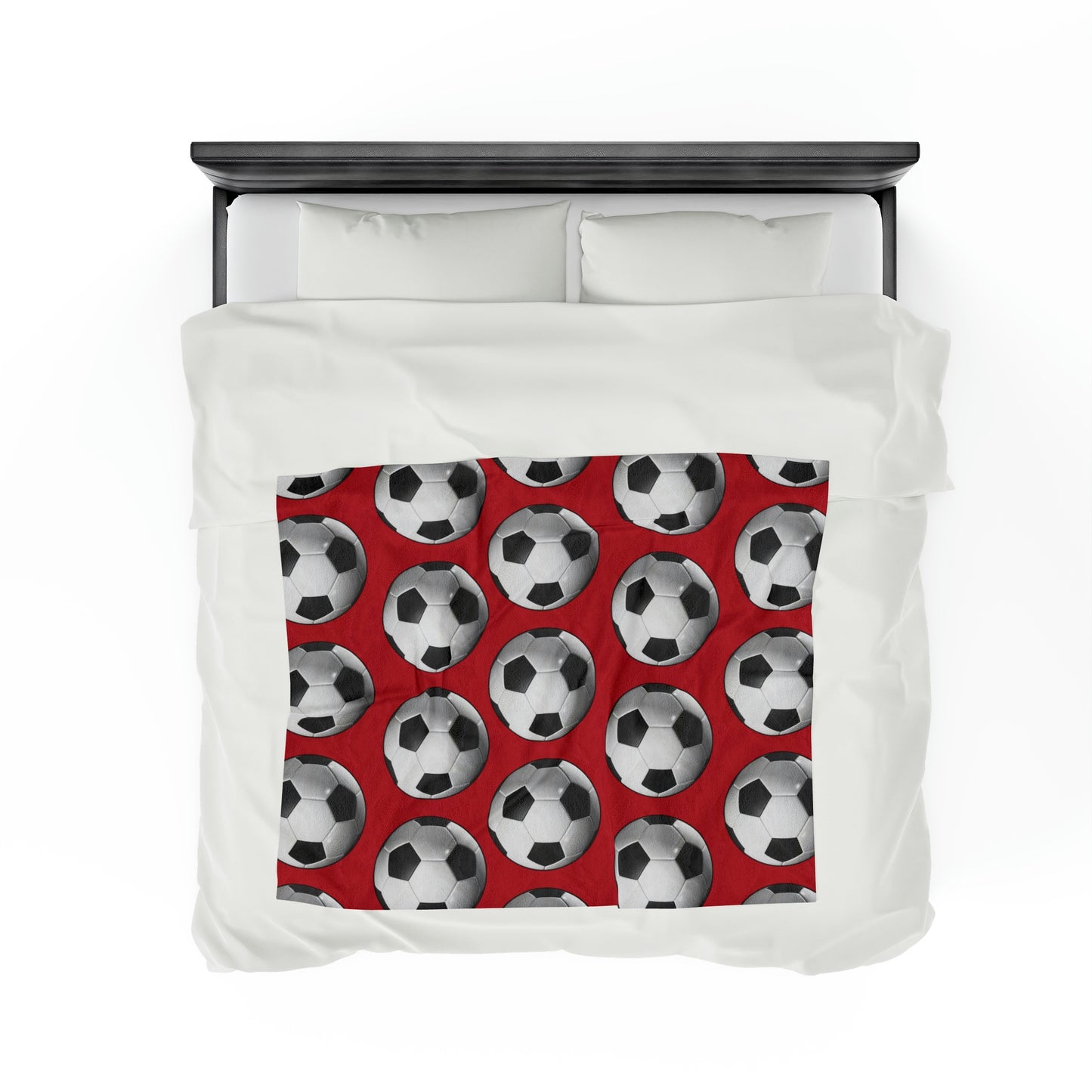 Soccer ball print- Velveteen Plush Blanket- DARK RED (ST-NCP-61-124U)