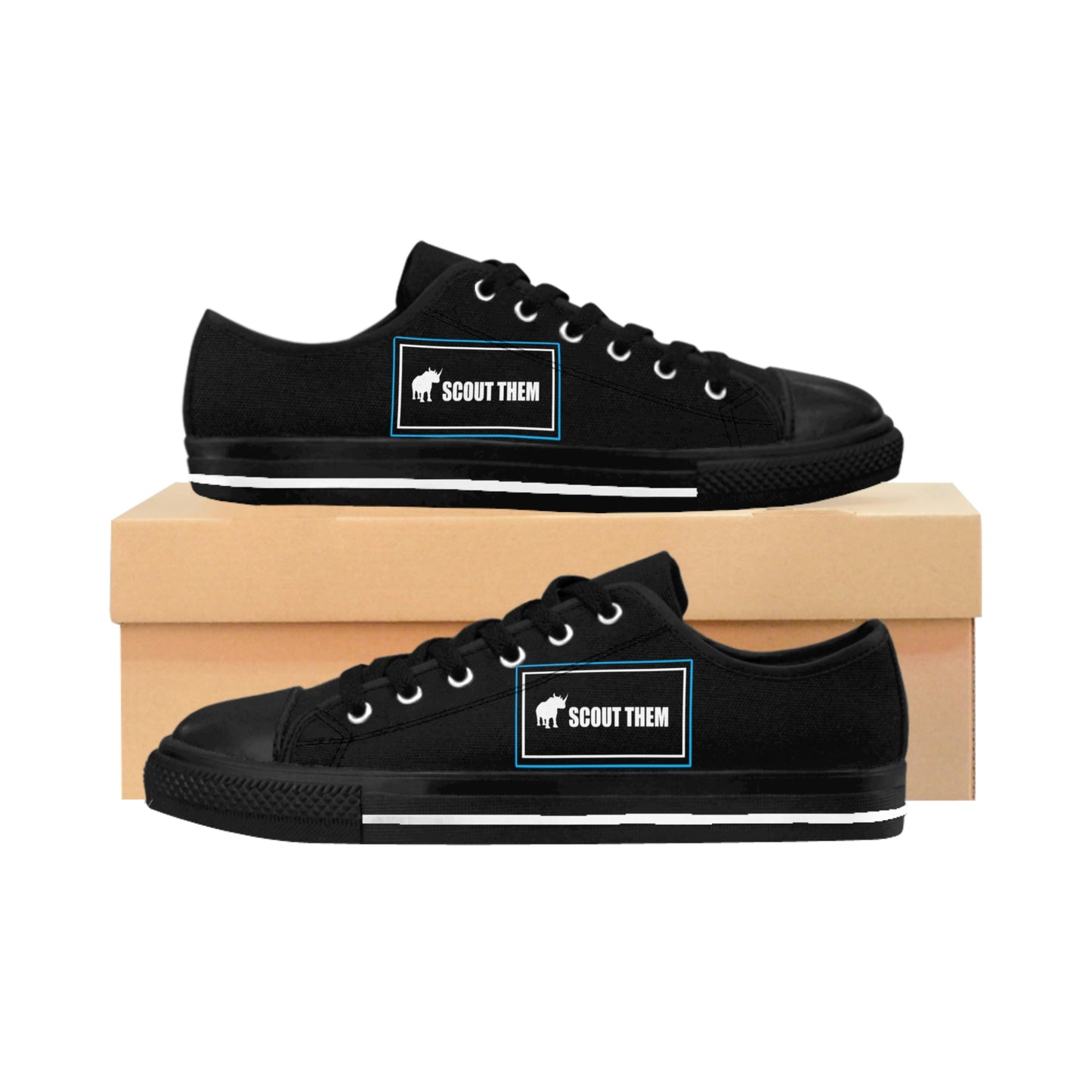 ScoutThem Shield blue border- Women's Sneakers- Black (ST-FGS-42-201W)