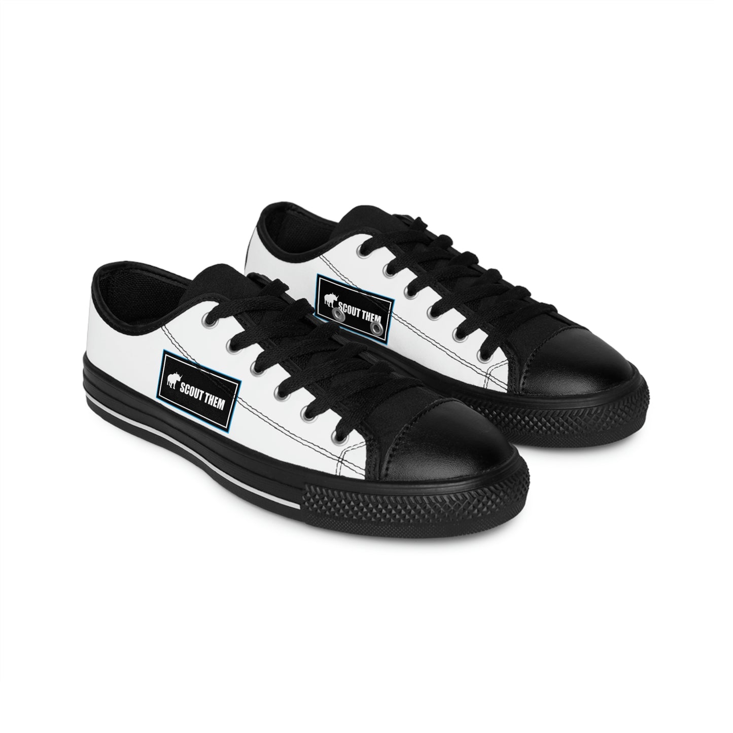 ScoutThem Shield blue border- Men's Sneakers- White and Black (ST-FGS-42-100M)