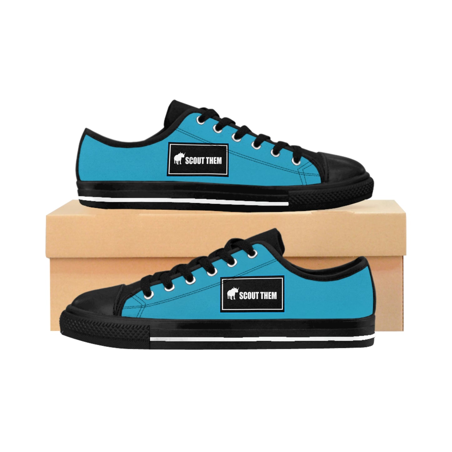 ScoutThem Shield blue border- Men's Sneakers- Turquoise and Black (ST-FGS-42-117M)