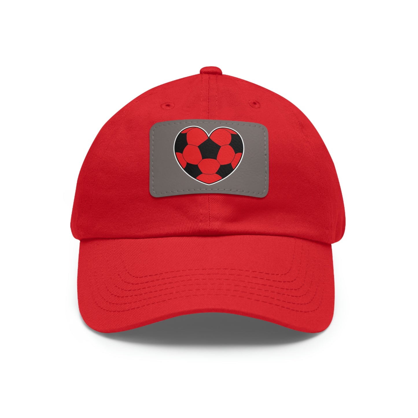 Soccer Ball Heart red- Dad Hat with Leather Patch (ST-NCP-11-034U)
