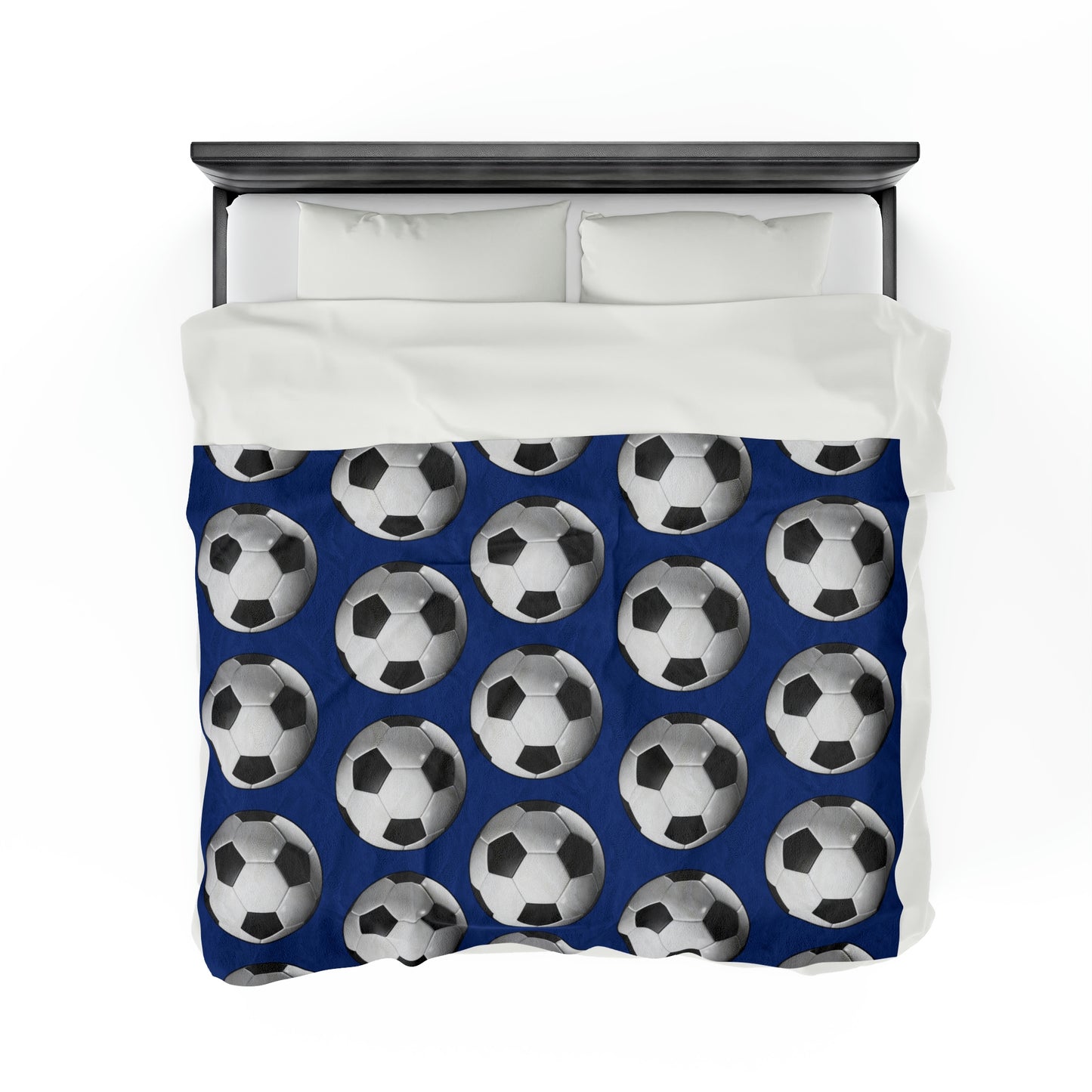 Soccer ball print- Velveteen Plush Blanket- DARK BLUE (ST-NCP-61-126U)