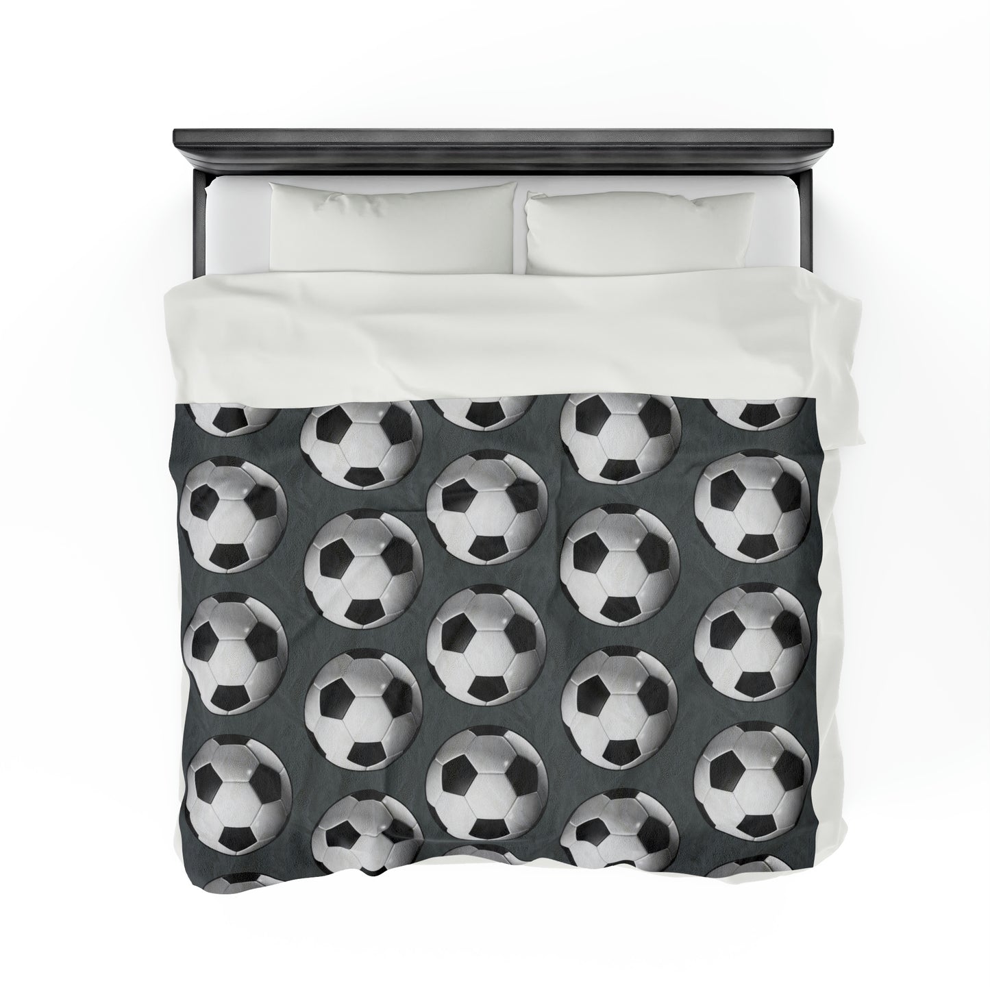 Soccer ball print- Velveteen Plush Blanket- DARK GREY (ST-NCP-61-123U)