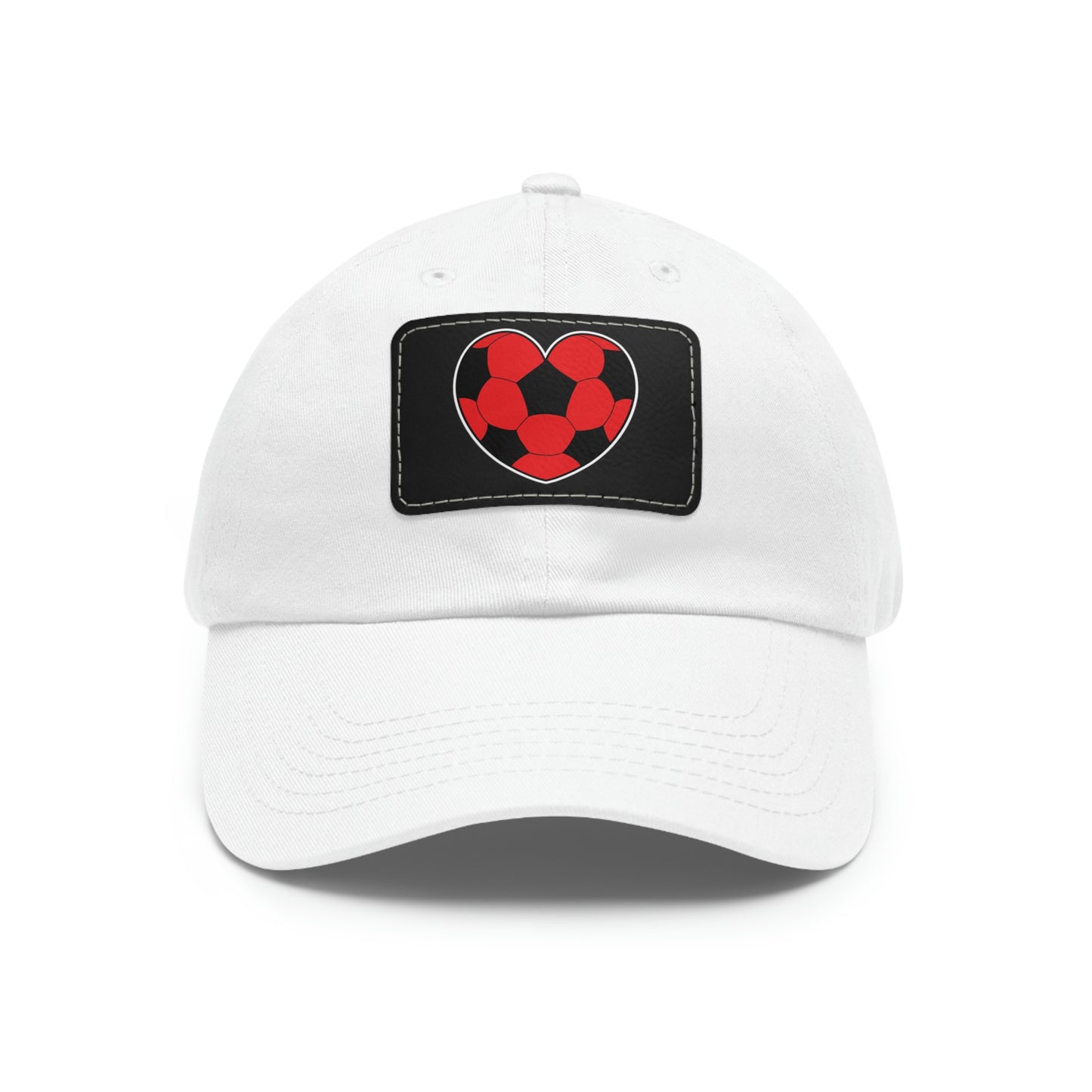 Soccer Ball Heart red- Dad Hat with Leather Patch (ST-NCP-11-034U)