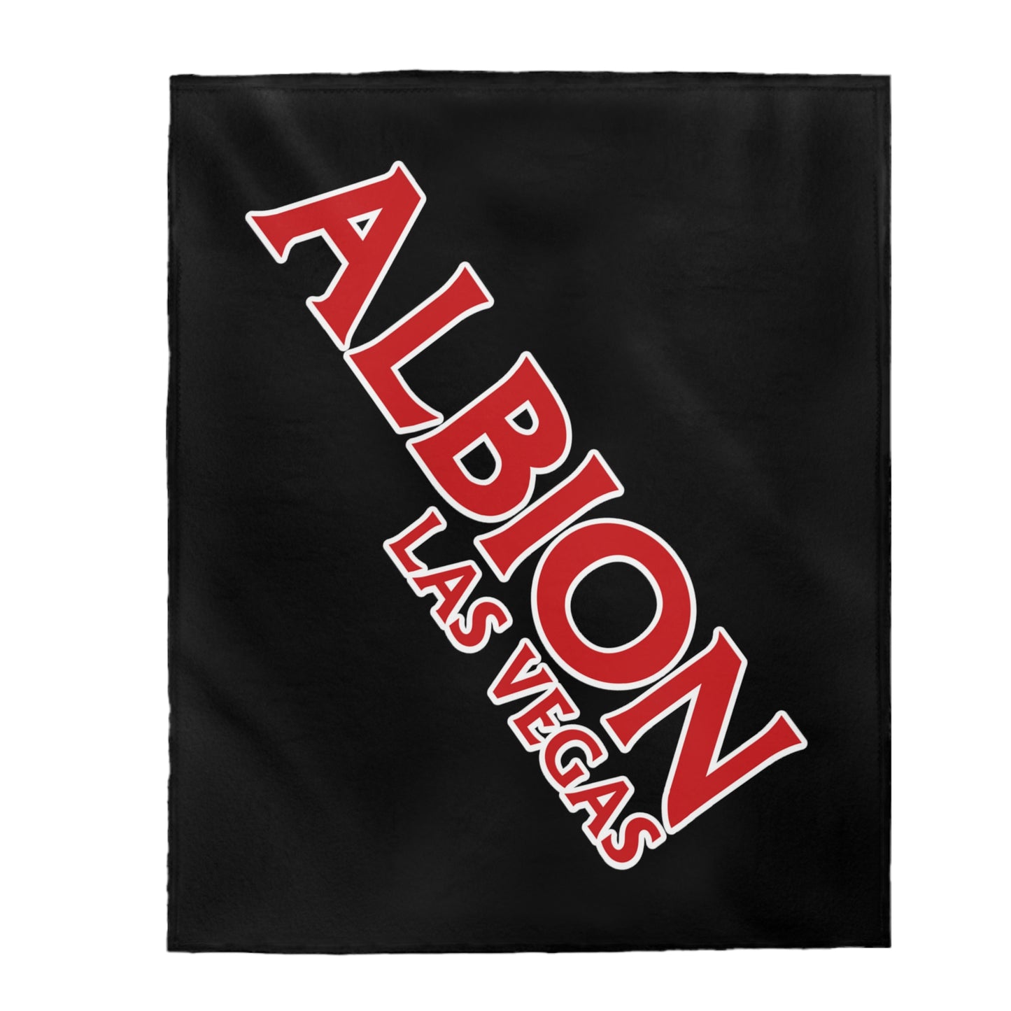 Albion LV Logo Lg angled- Velveteen Plush Blanket- BLACK (ALB-LV-61-051U)