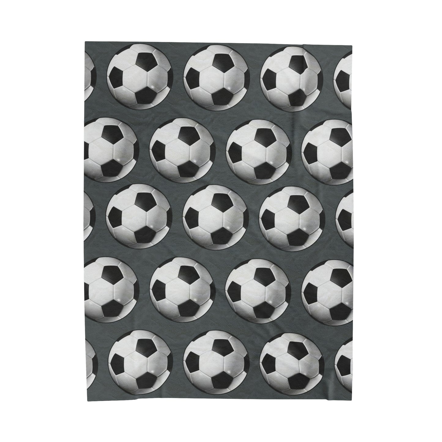 Soccer ball print- Velveteen Plush Blanket- DARK GREY (ST-NCP-61-123U)