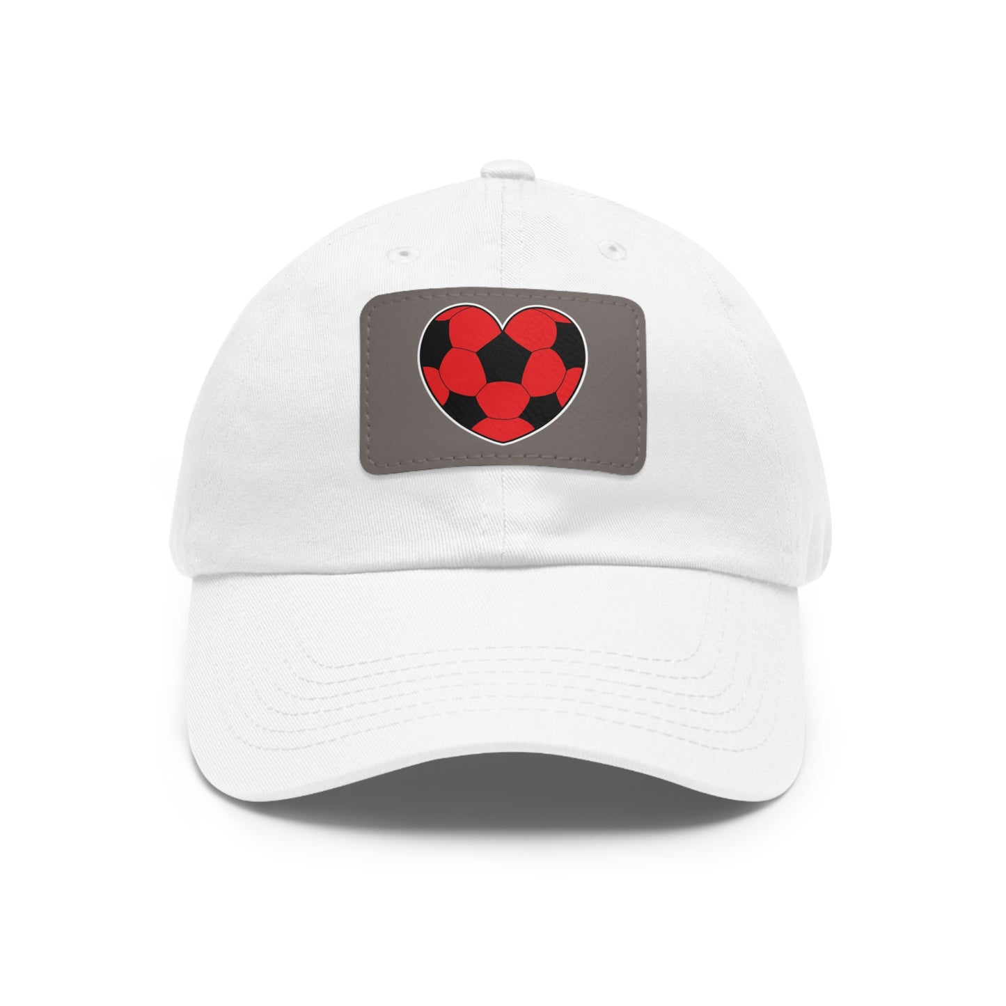 Soccer Ball Heart red- Dad Hat with Leather Patch (ST-NCP-11-034U)