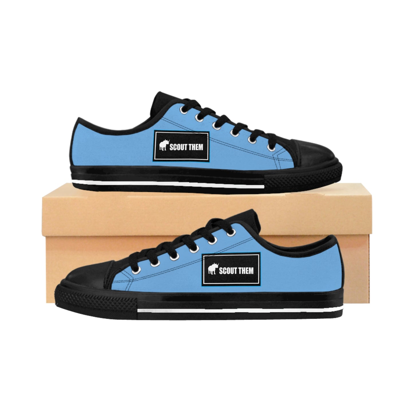 ScoutThem Shield blue border- Men's Sneakers- Light Blue and Black (ST-FGS-42-104M)