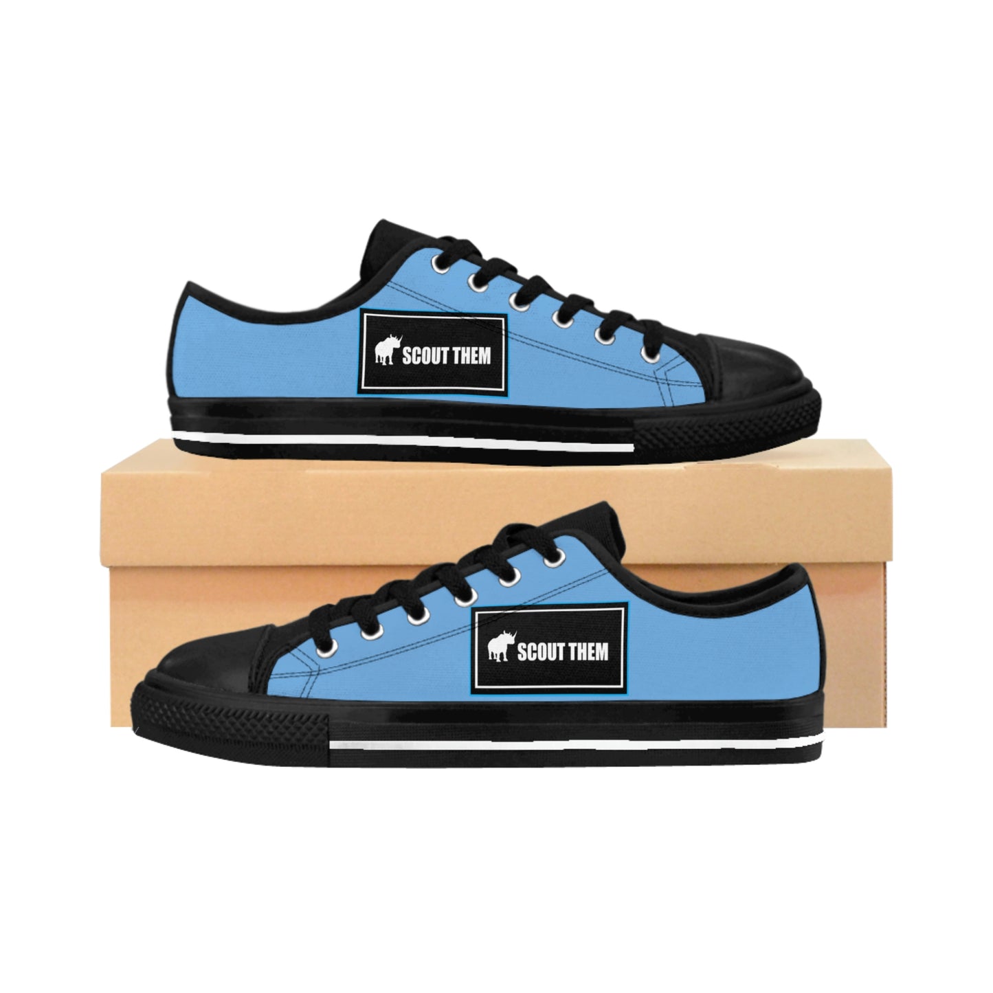 ScoutThem Shield blue border- Women's Sneakers- Light Blue and Black (ST-FGS-42-204W)