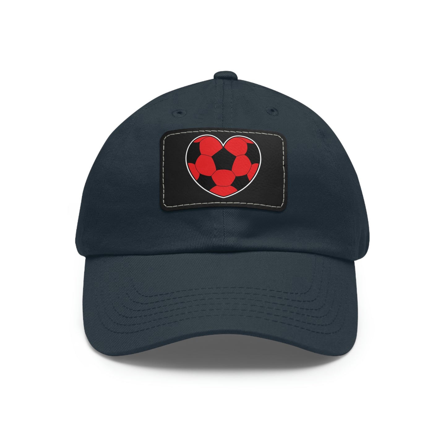 Soccer Ball Heart red- Dad Hat with Leather Patch (ST-NCP-11-034U)