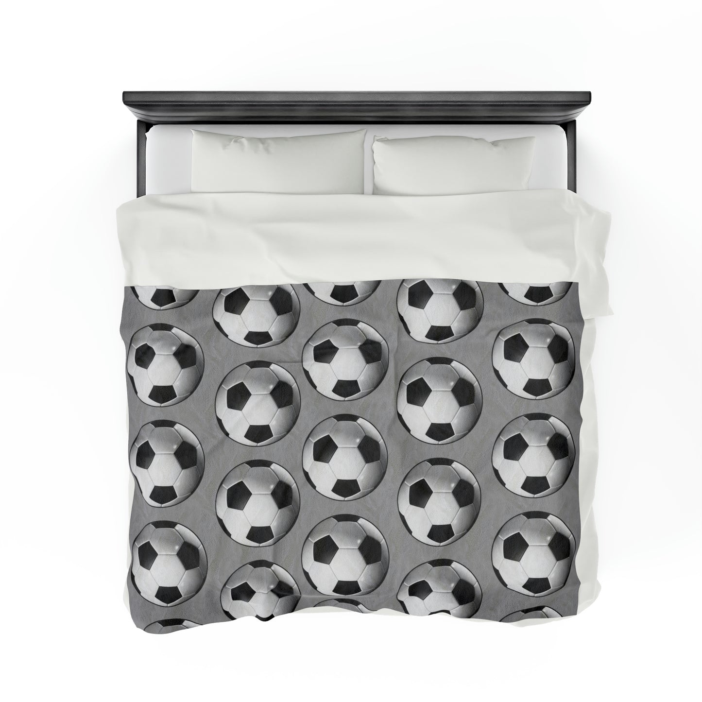 Soccer ball print- Velveteen Plush Blanket- LIGHT GREY (ST-NCP-61-128U)