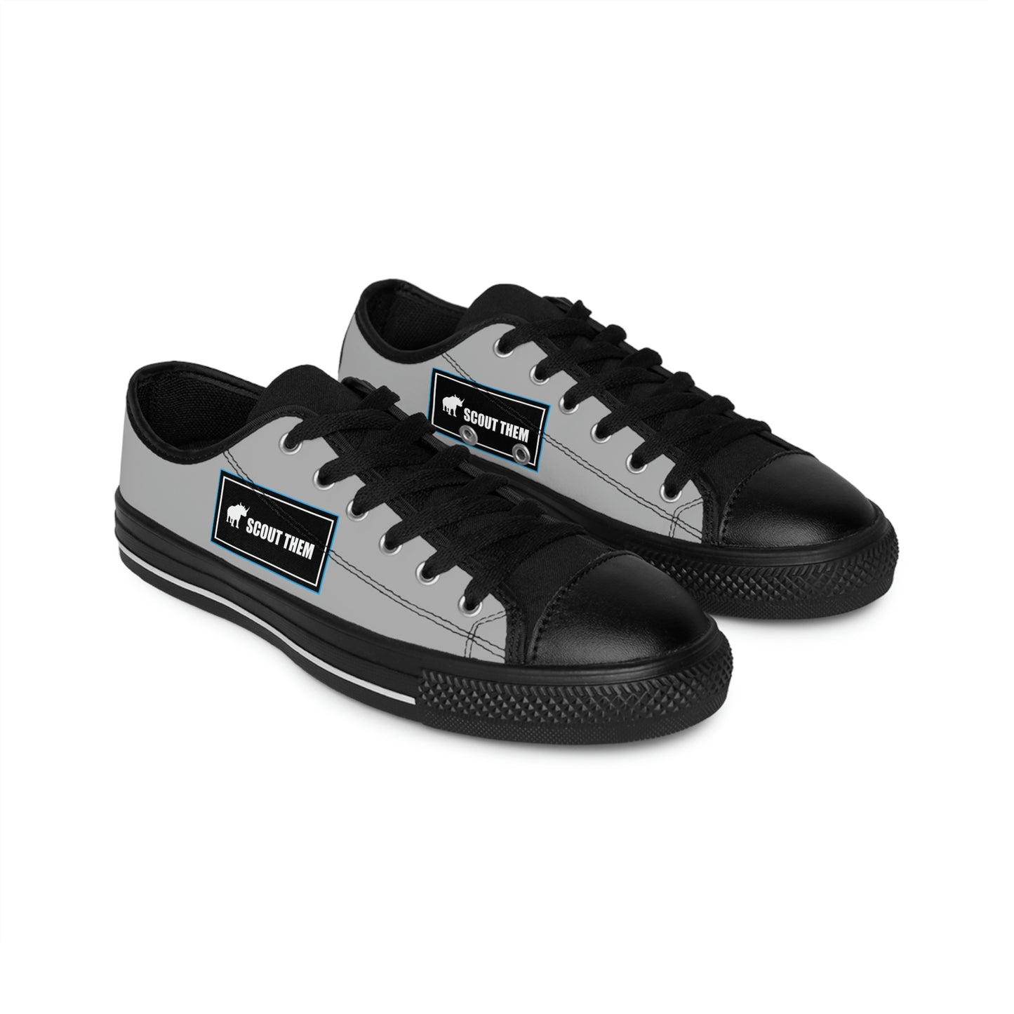 ScoutThem Shield blue border- Women's Sneakers- Light Grey and Black (ST-FGS-42-202W)