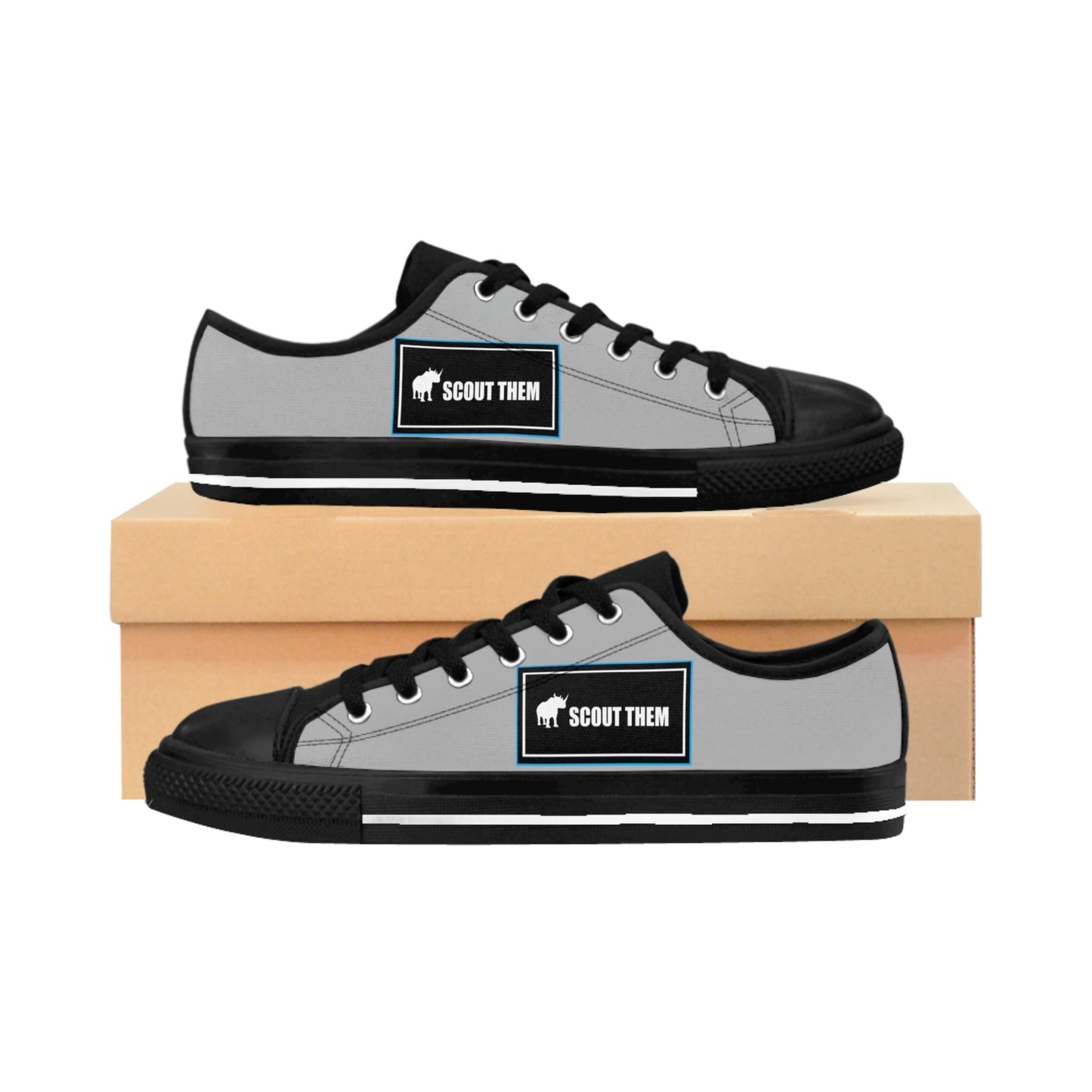 ScoutThem Shield blue border- Women's Sneakers- Light Grey and Black (ST-FGS-42-202W)