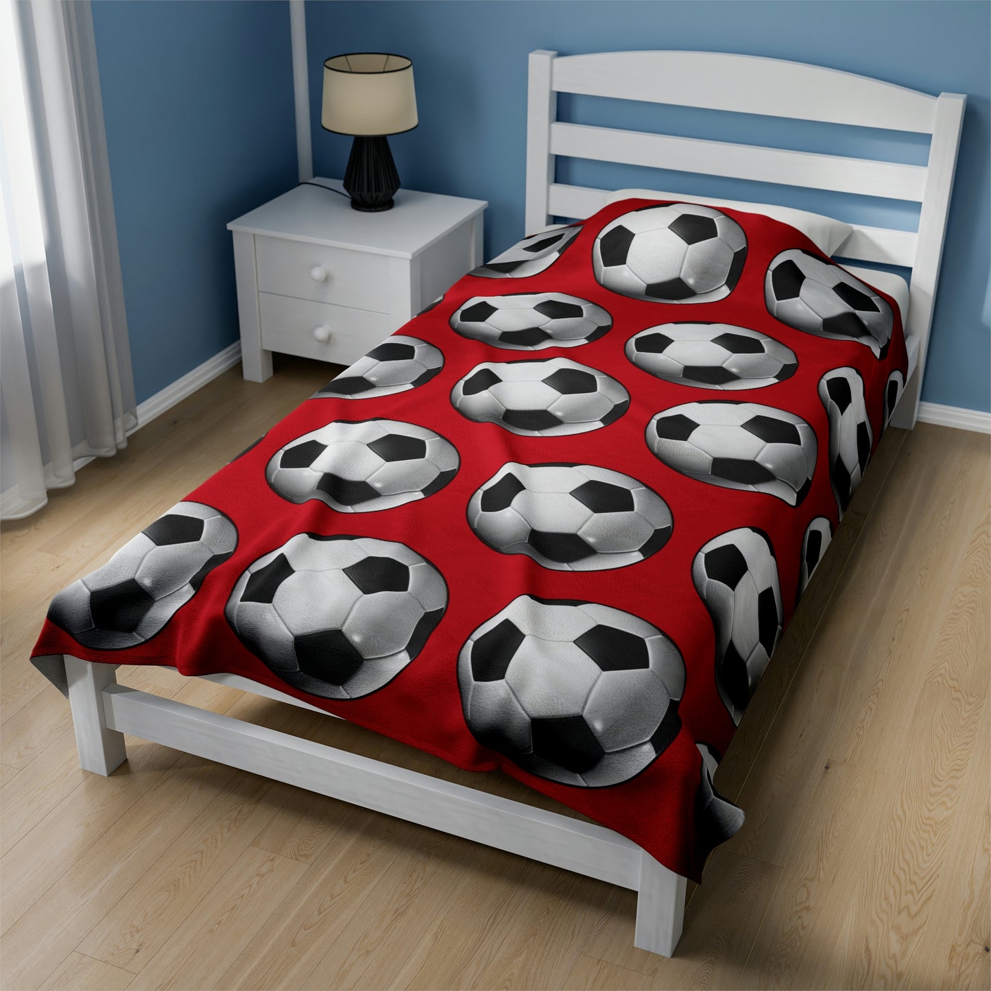Soccer ball print- Velveteen Plush Blanket- DARK RED (ST-NCP-61-124U)