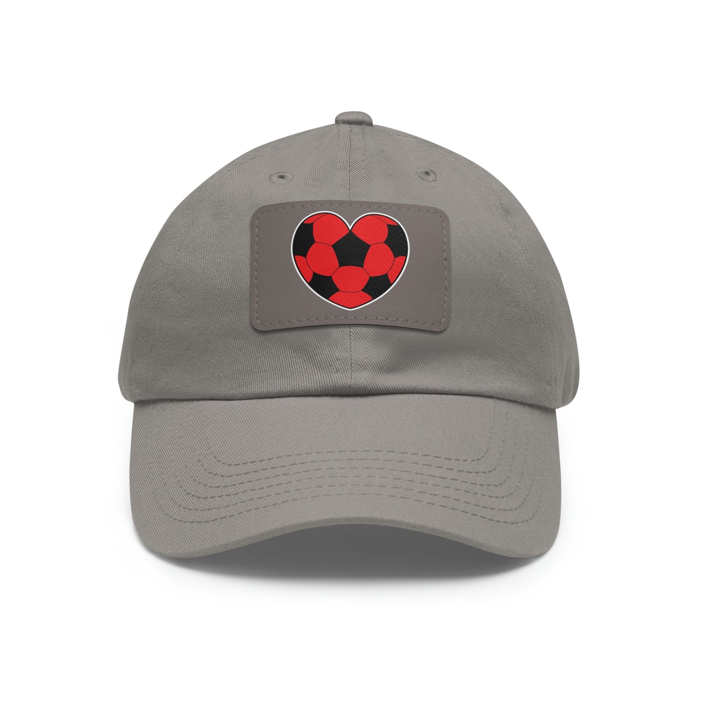 Soccer Ball Heart red- Dad Hat with Leather Patch (ST-NCP-11-034U)
