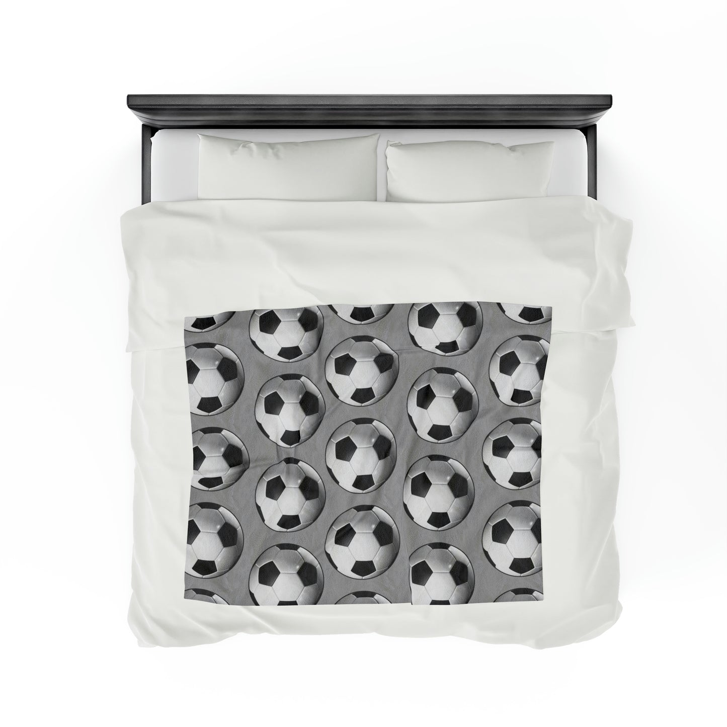 Soccer ball print- Velveteen Plush Blanket- LIGHT GREY (ST-NCP-61-128U)
