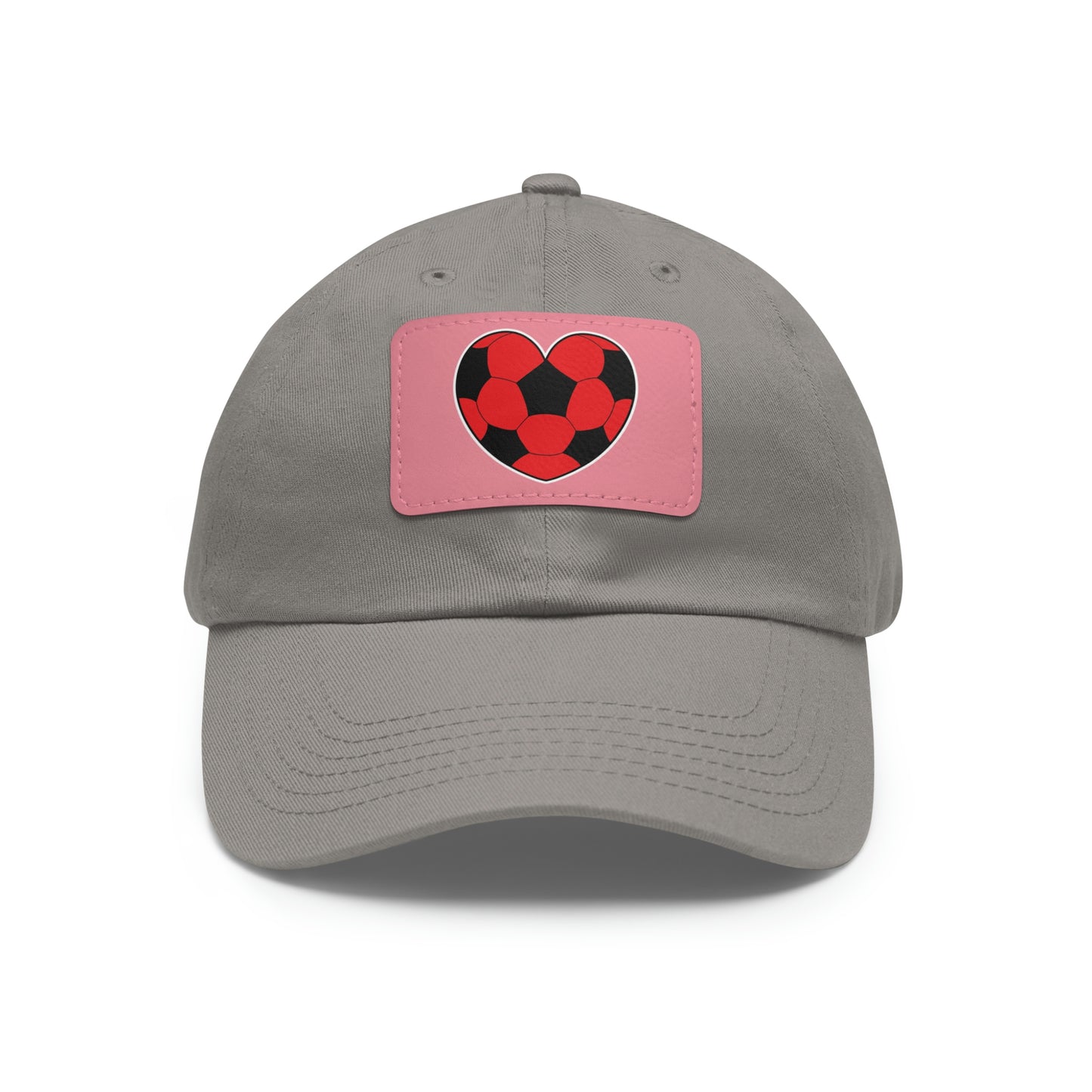 Soccer Ball Heart red- Dad Hat with Leather Patch (ST-NCP-11-034U)