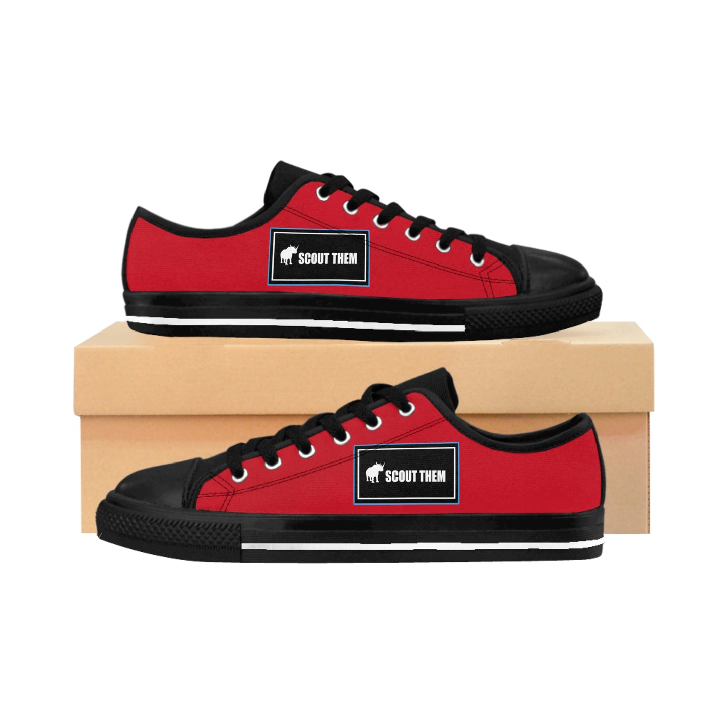 ScoutThem Shield blue border- Men's Sneakers- Dark Red and Black (ST-FGS-42-109M)