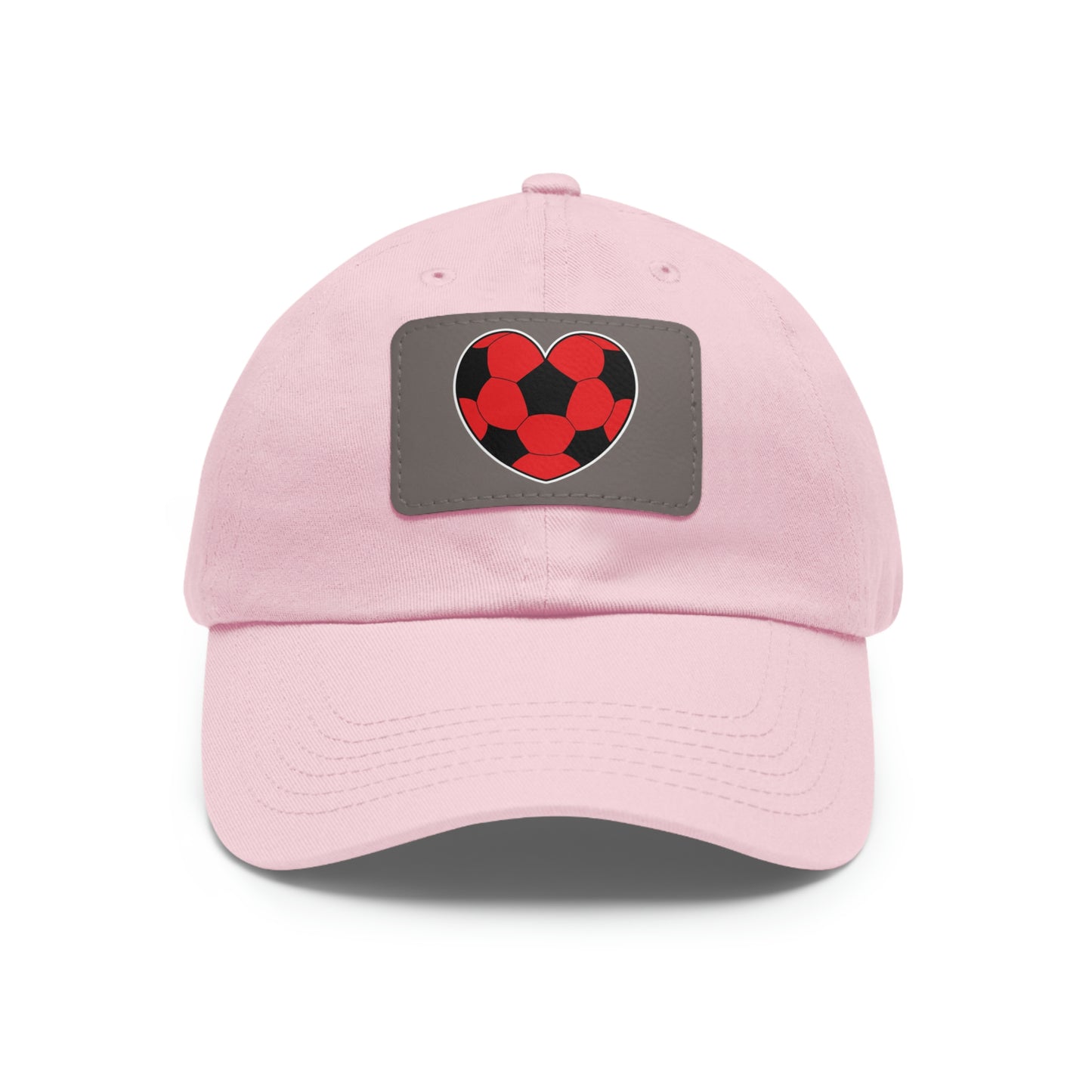 Soccer Ball Heart red- Dad Hat with Leather Patch (ST-NCP-11-034U)