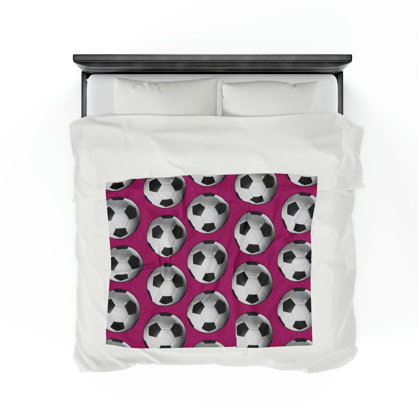 Soccer ball print- Velveteen Plush Blanket- PINK (ST-NCP-61-127U)