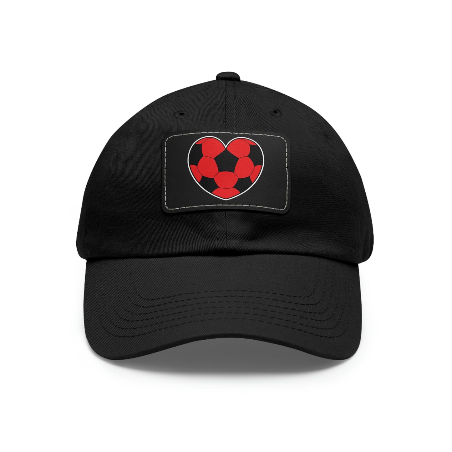 Soccer Ball Heart red- Dad Hat with Leather Patch (ST-NCP-11-034U)