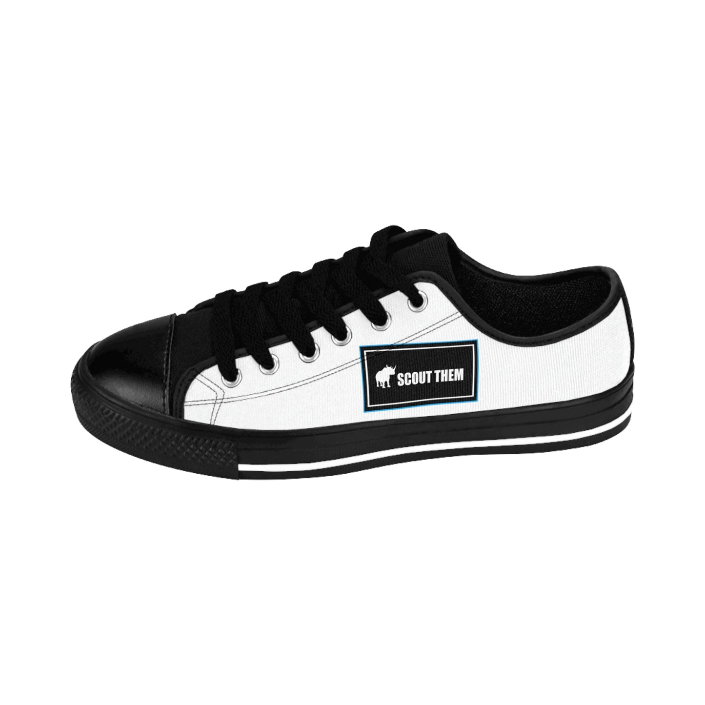 ScoutThem Shield blue border- Men's Sneakers- White and Black (ST-FGS-42-100M)