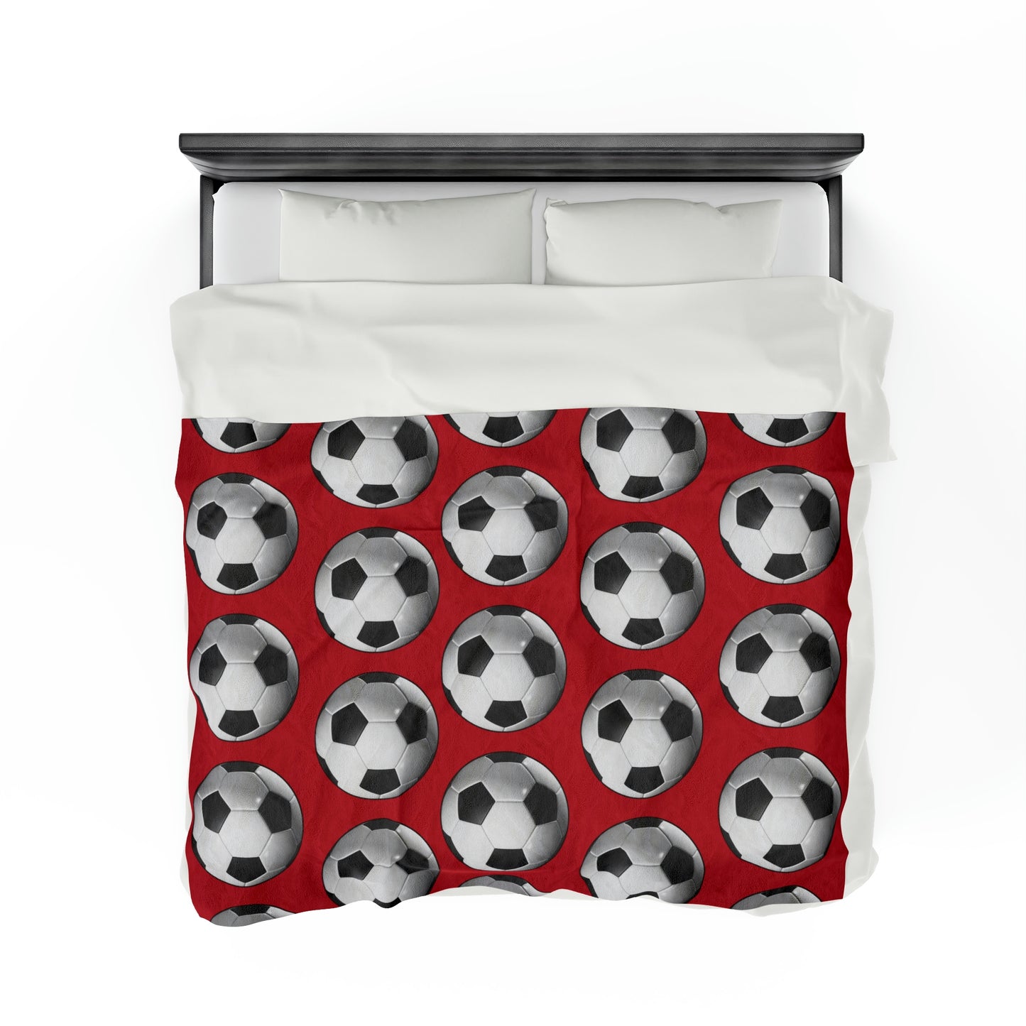Soccer ball print- Velveteen Plush Blanket- DARK RED (ST-NCP-61-124U)