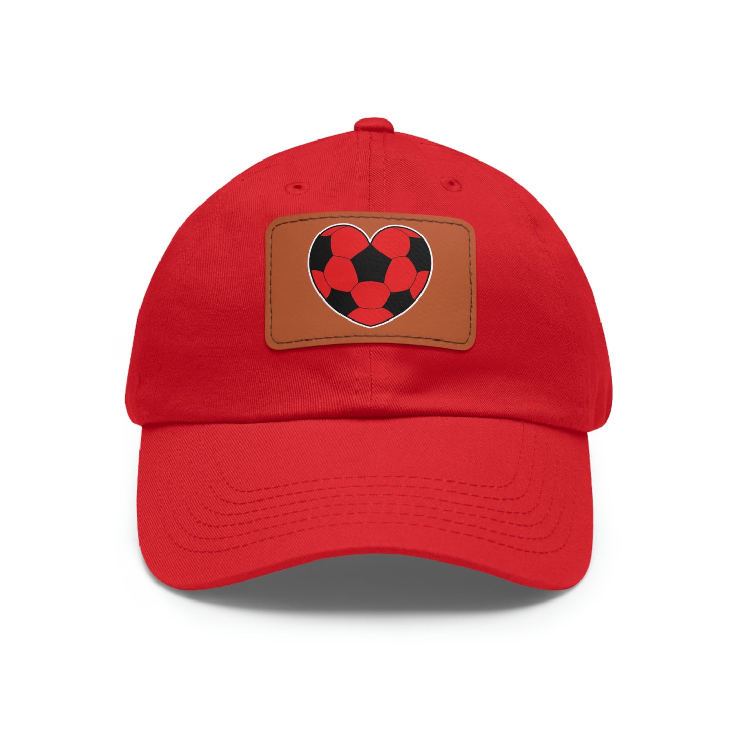 Soccer Ball Heart red- Dad Hat with Leather Patch (ST-NCP-11-034U)