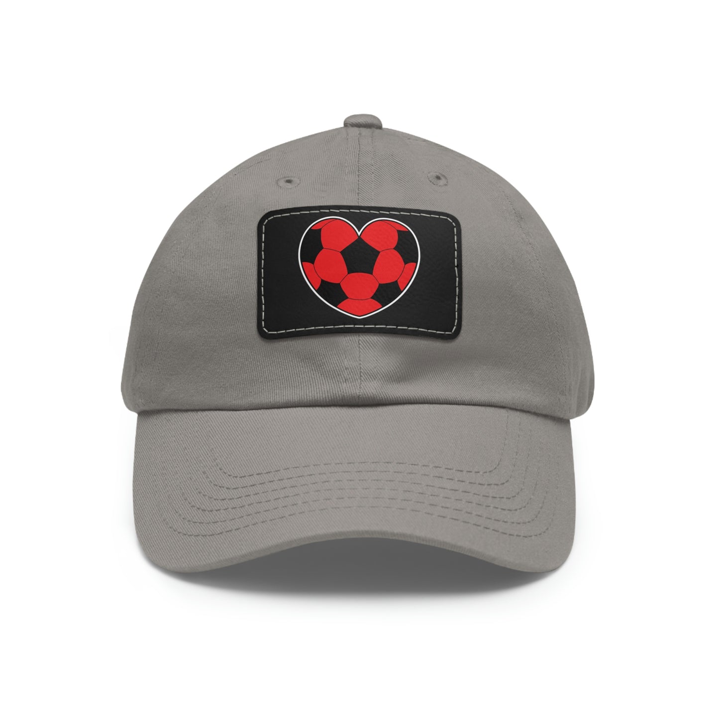 Soccer Ball Heart red- Dad Hat with Leather Patch (ST-NCP-11-034U)
