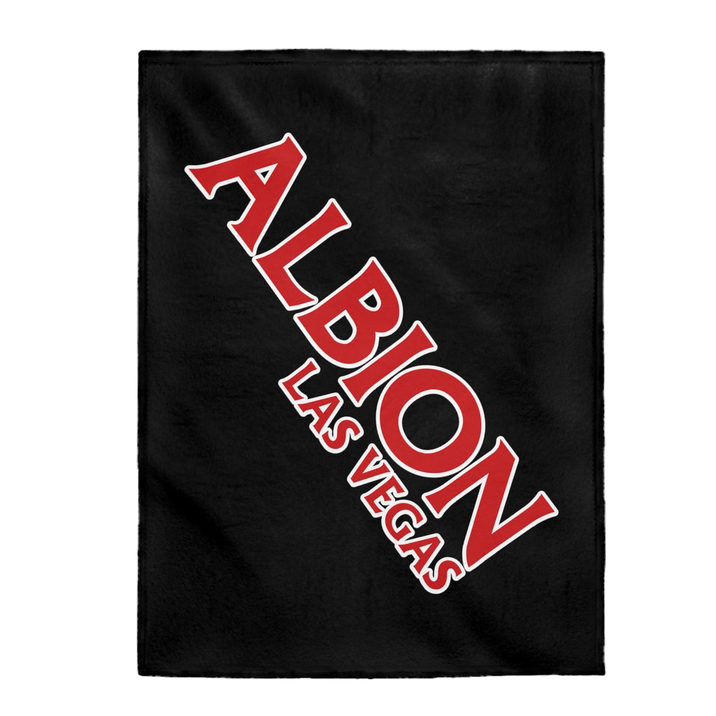 Albion LV Logo Lg angled- Velveteen Plush Blanket- BLACK (ALB-LV-61-051U)