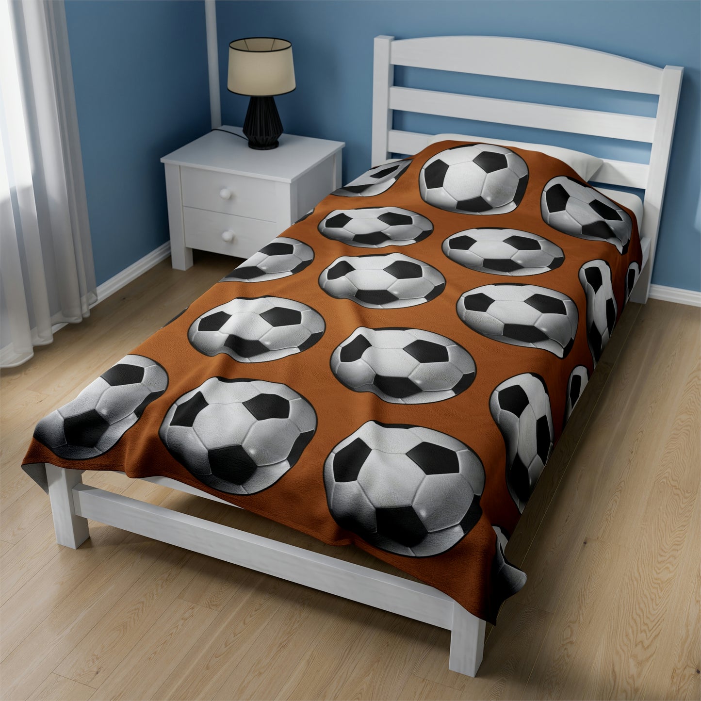 Soccer ball print- Velveteen Plush Blanket- LIGHT BROWN (ST-NCP-61-132U)