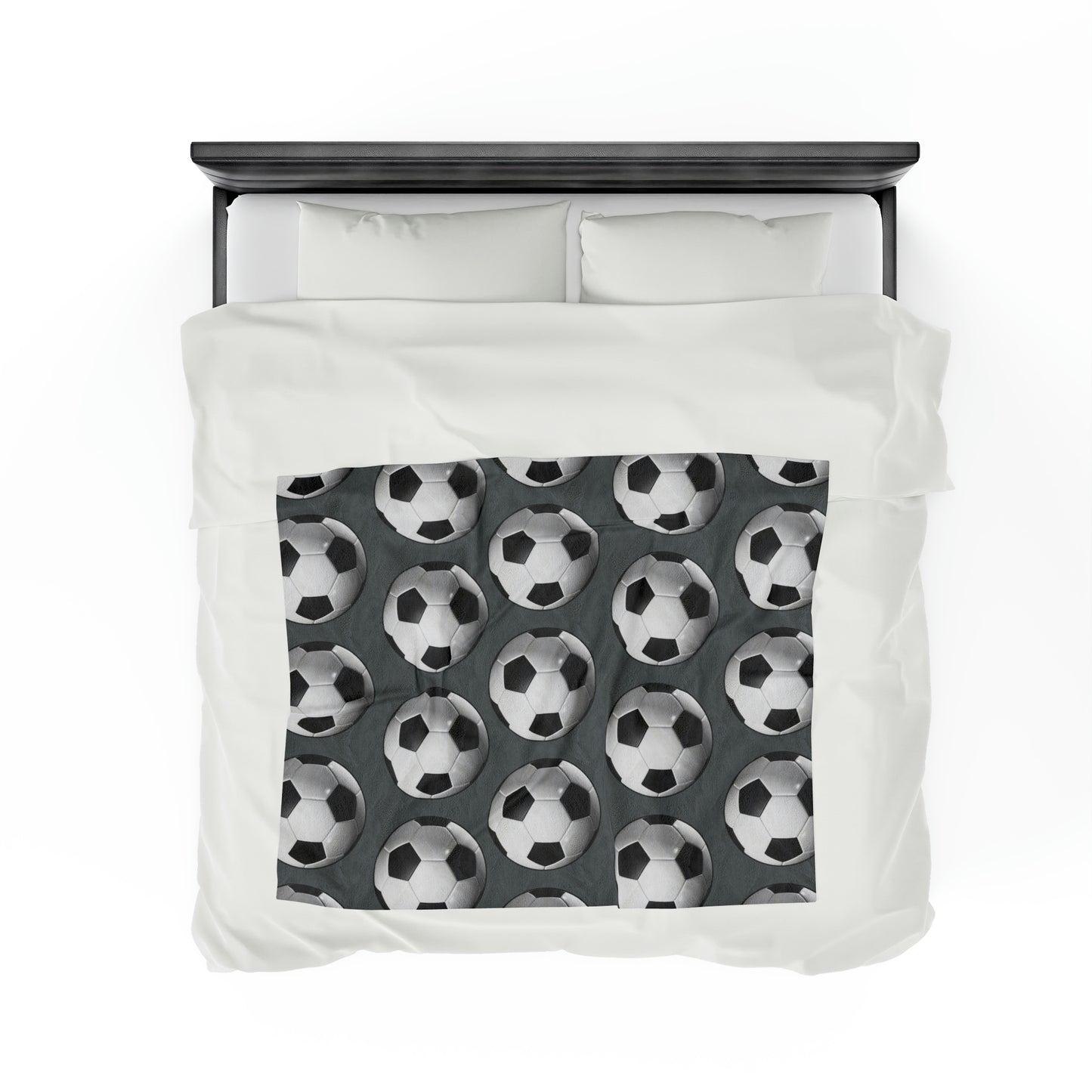 Soccer ball print- Velveteen Plush Blanket- DARK GREY (ST-NCP-61-123U)
