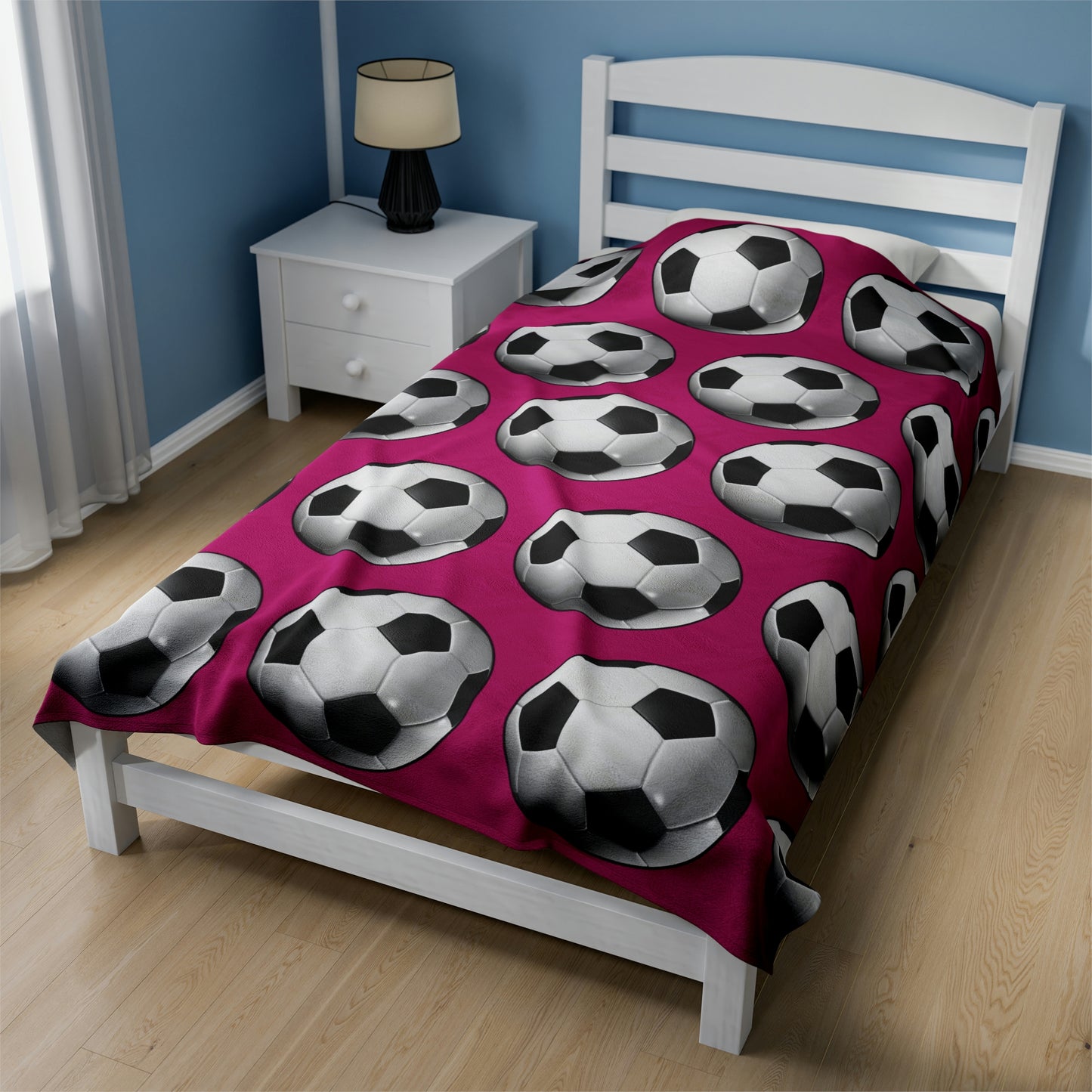 Soccer ball print- Velveteen Plush Blanket- PINK (ST-NCP-61-127U)