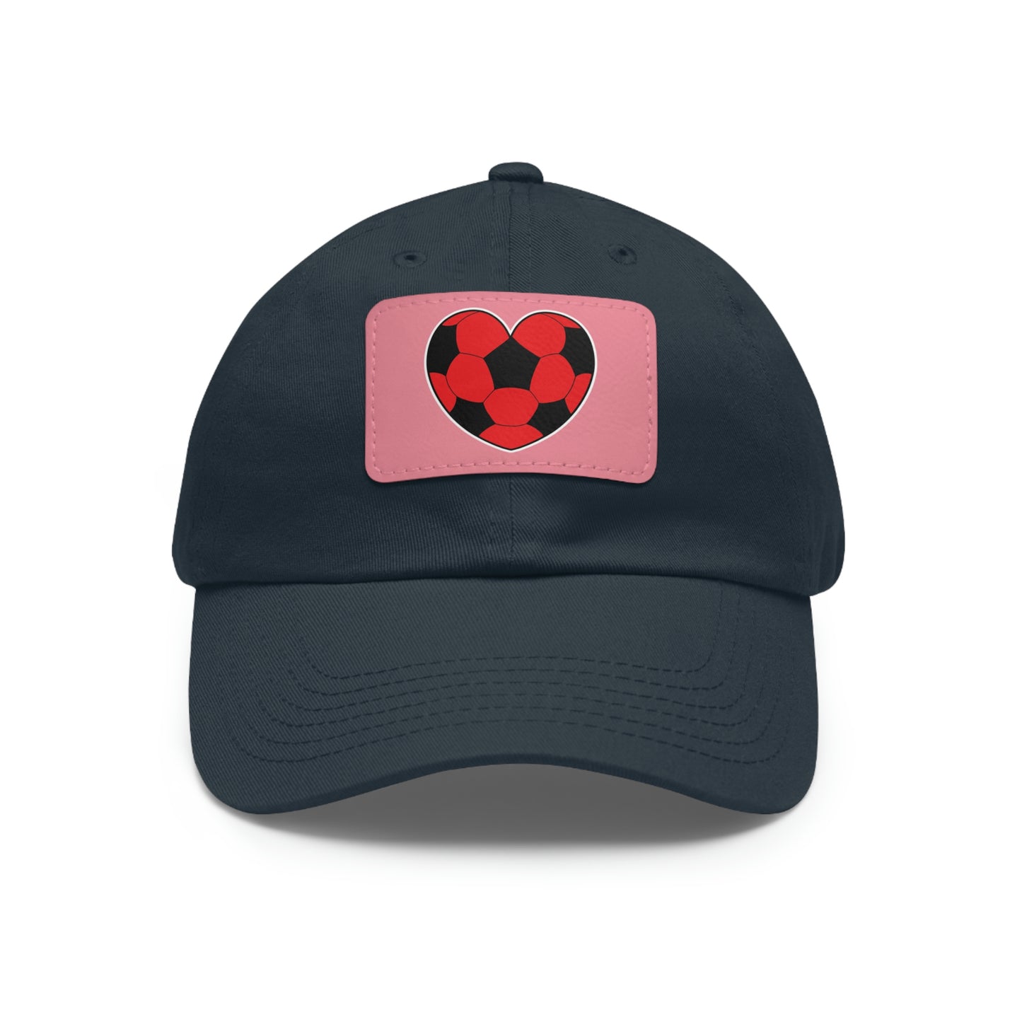 Soccer Ball Heart red- Dad Hat with Leather Patch (ST-NCP-11-034U)