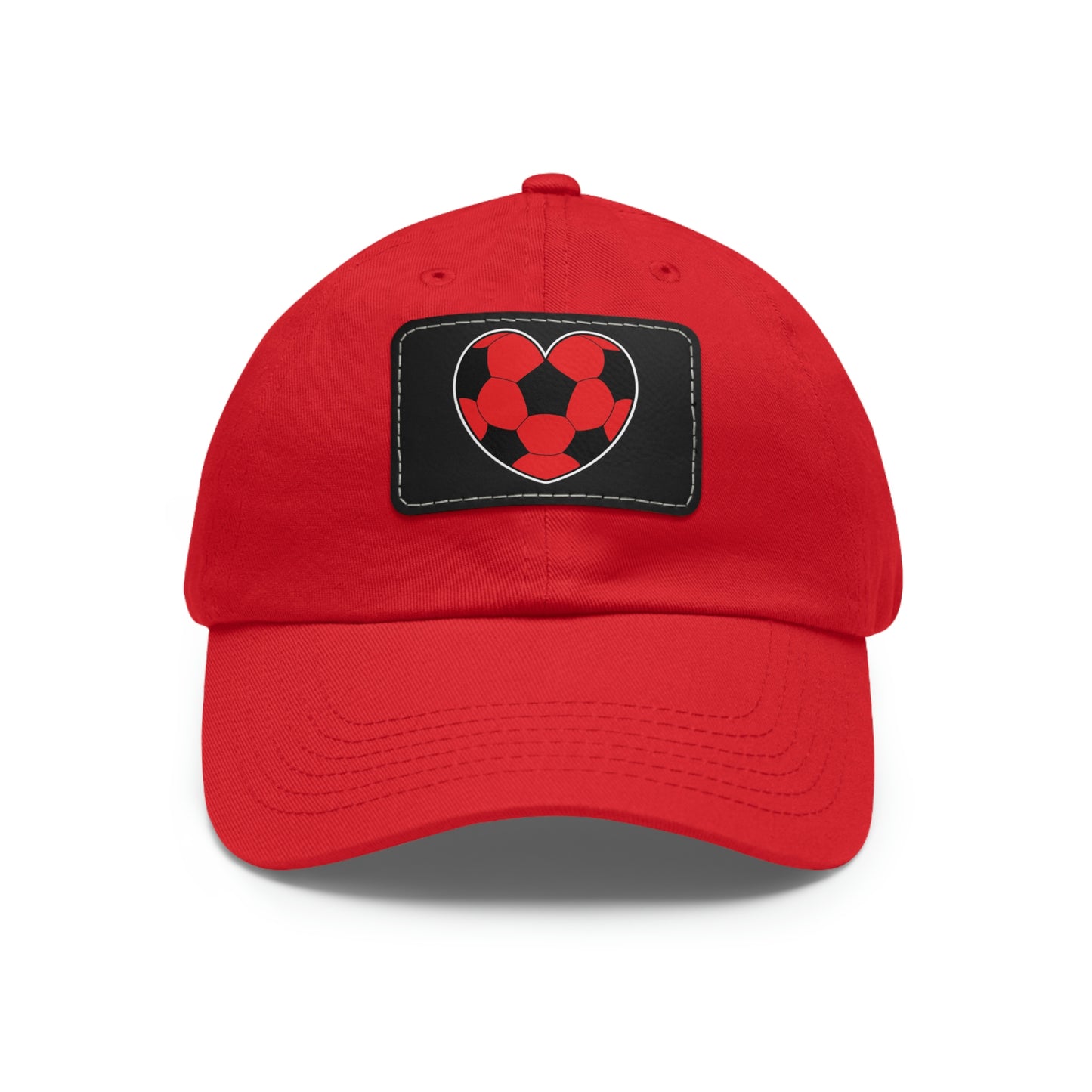 Soccer Ball Heart red- Dad Hat with Leather Patch (ST-NCP-11-034U)