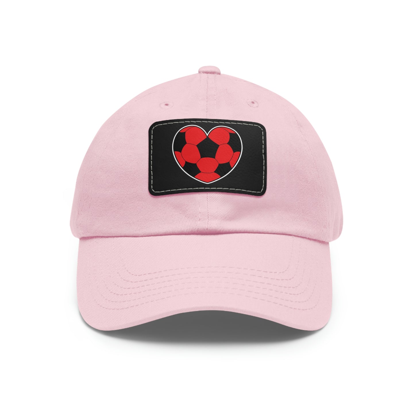 Soccer Ball Heart red- Dad Hat with Leather Patch (ST-NCP-11-034U)