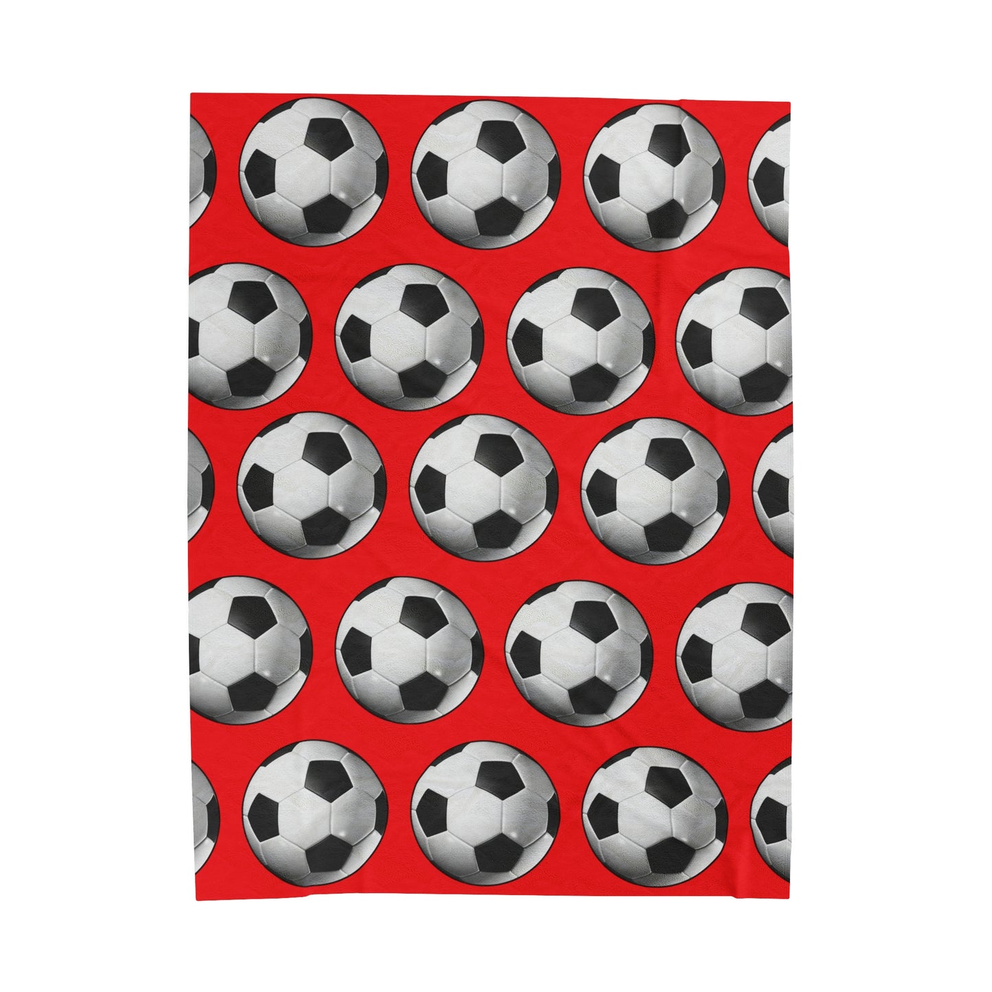 Soccer ball print- Velveteen Plush Blanket- RED (ST-NCP-61-130U)