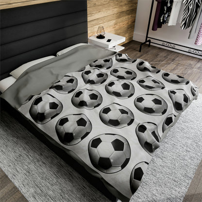 Soccer ball print- Velveteen Plush Blanket- WHITE (ST-NCP-61-121U)