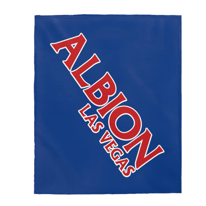 Albion LV Logo Lg angled- Velveteen Plush Blanket- Dark Blue (ALB-LV-61-055U)