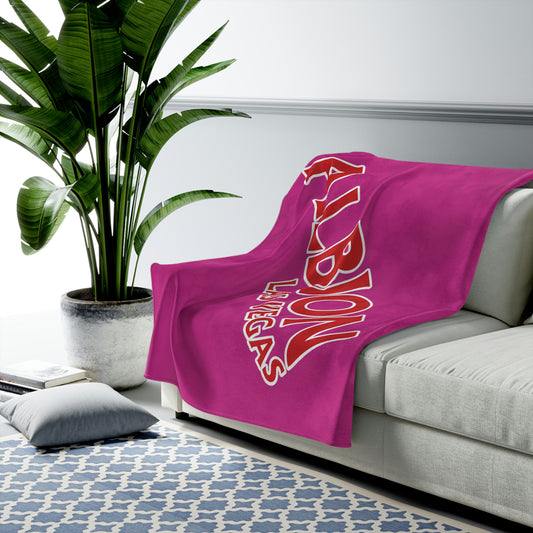 Albion LV Logo Lg angled- Velveteen Plush Blanket- PINK (ALB-LV-61-056U)