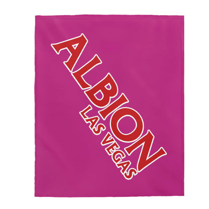 Albion LV Logo Lg angled- Velveteen Plush Blanket- PINK (ALB-LV-61-056U)